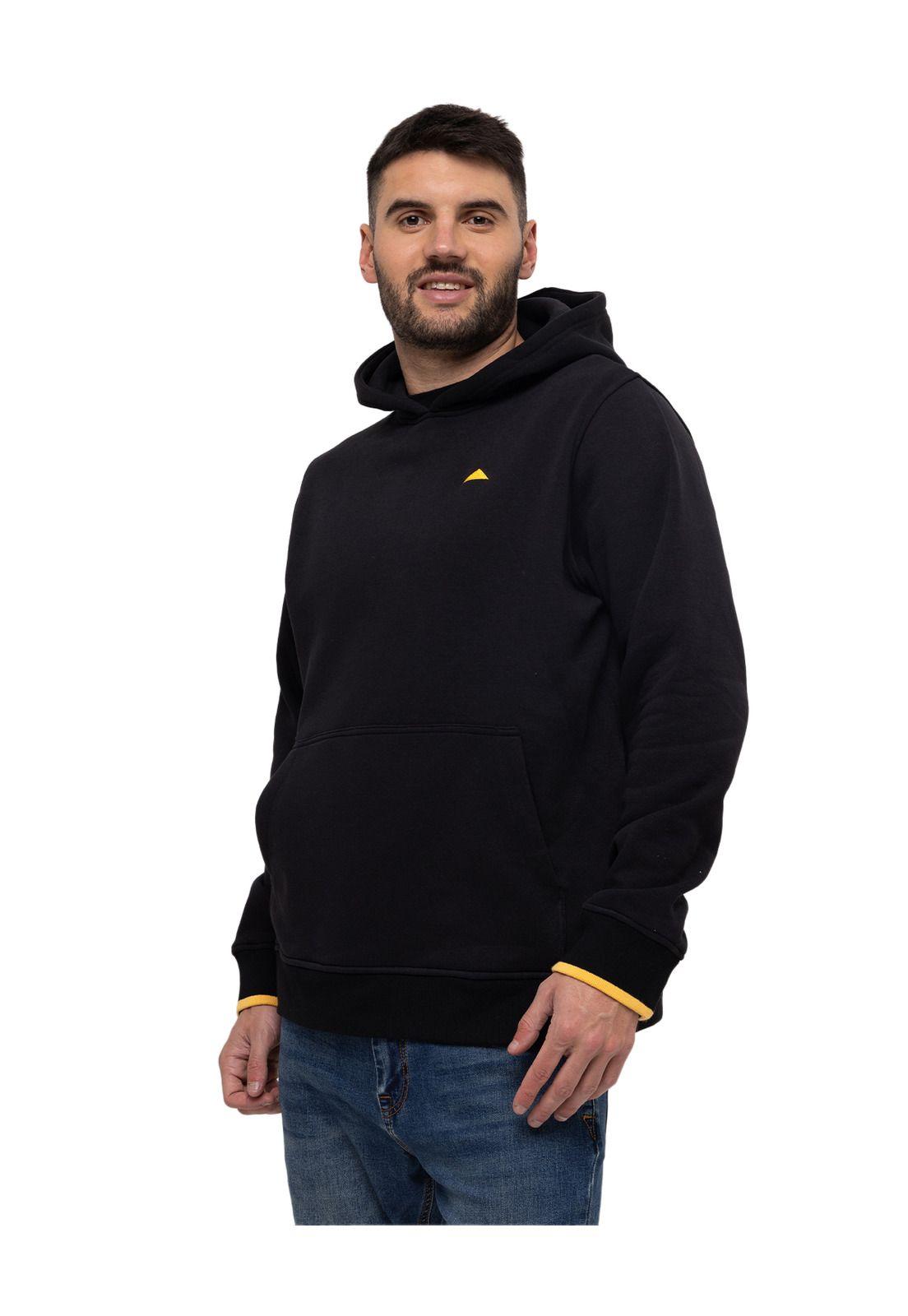 Polerón con gorro Fleece Caterpillar L Negro Hombre-1