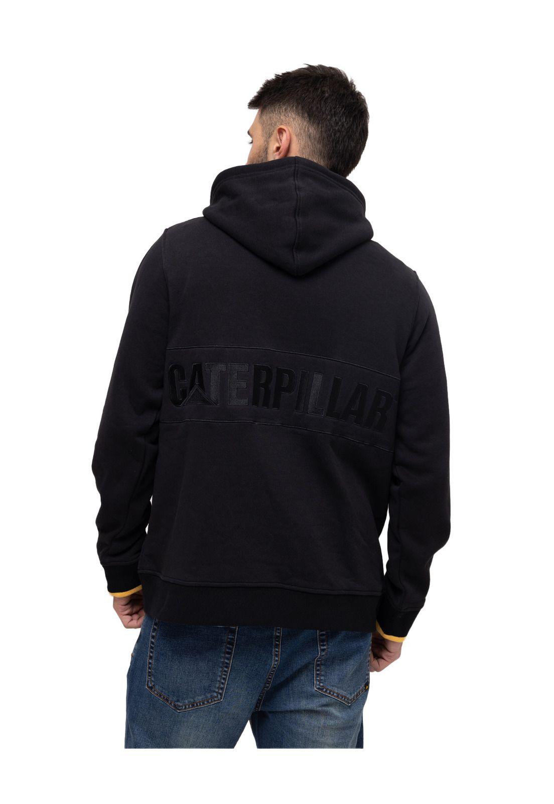 Polerón con gorro Fleece Caterpillar L Negro Hombre-4