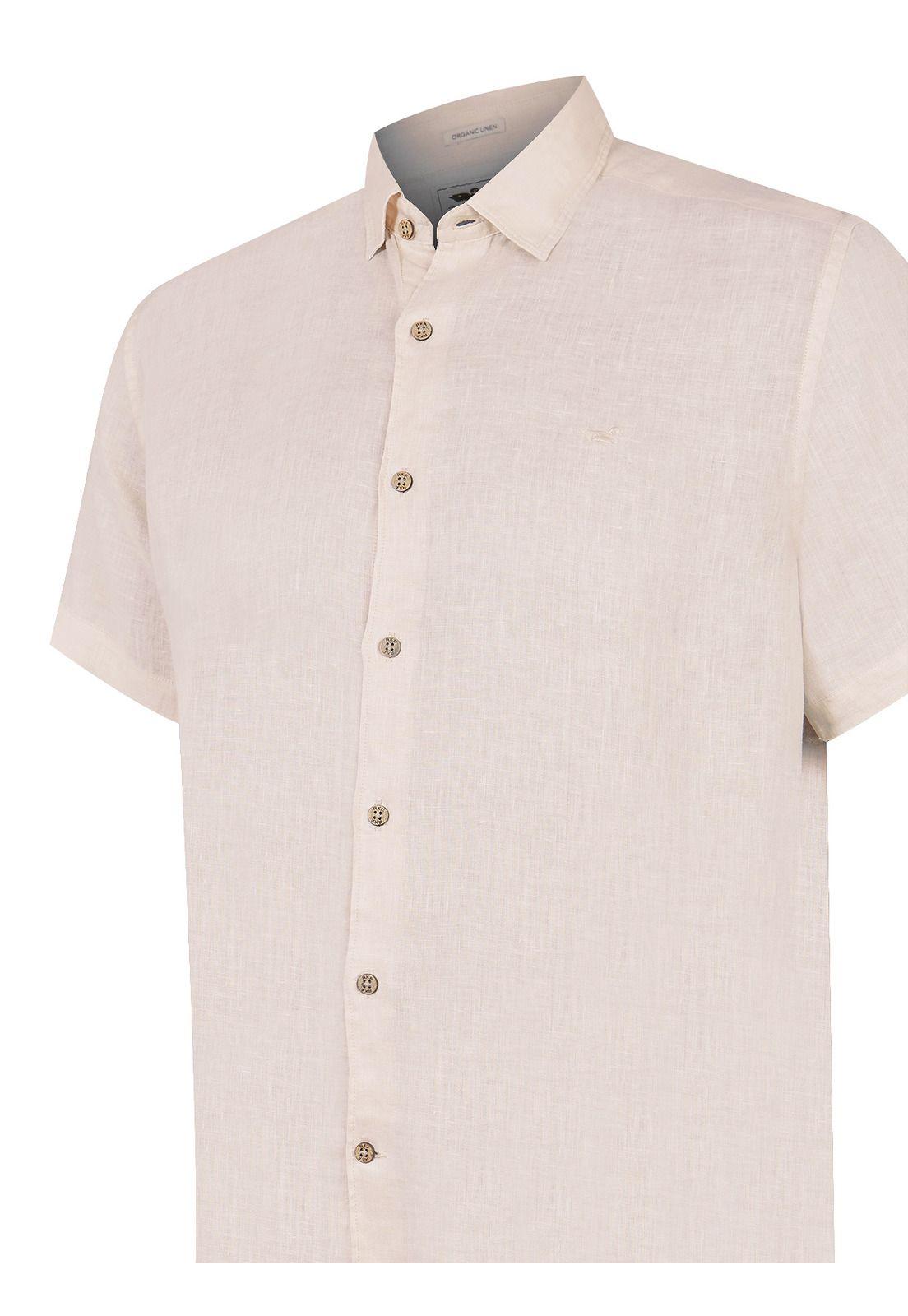 camisa Lino Orgánico Beige Linenjer Hombre -3