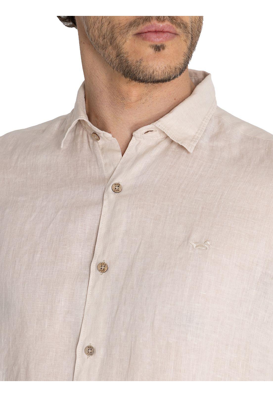 camisa Lino Orgánico Beige Linenjer Hombre -6