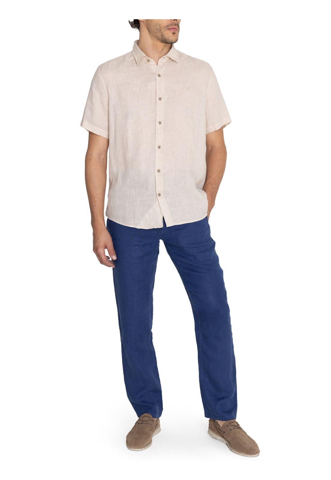 camisa Lino Orgánico Beige Linenjer Hombre -8