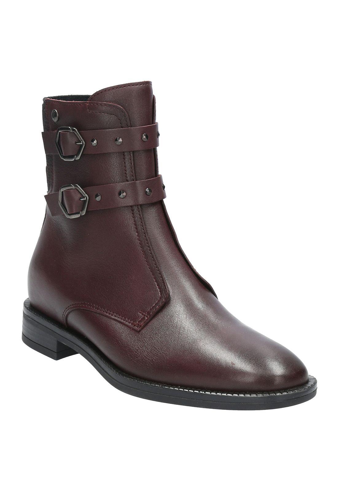 Botin Cuero Mujer Daena Rojo-0