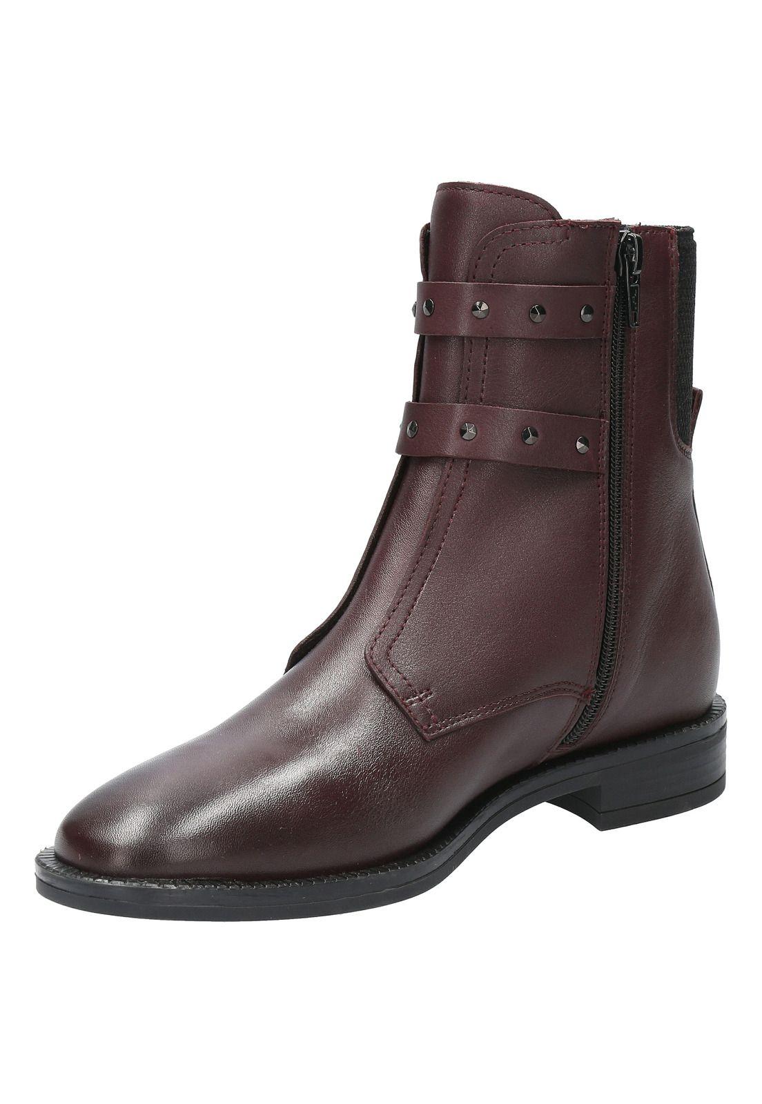 Botin Cuero Mujer Daena Rojo-4