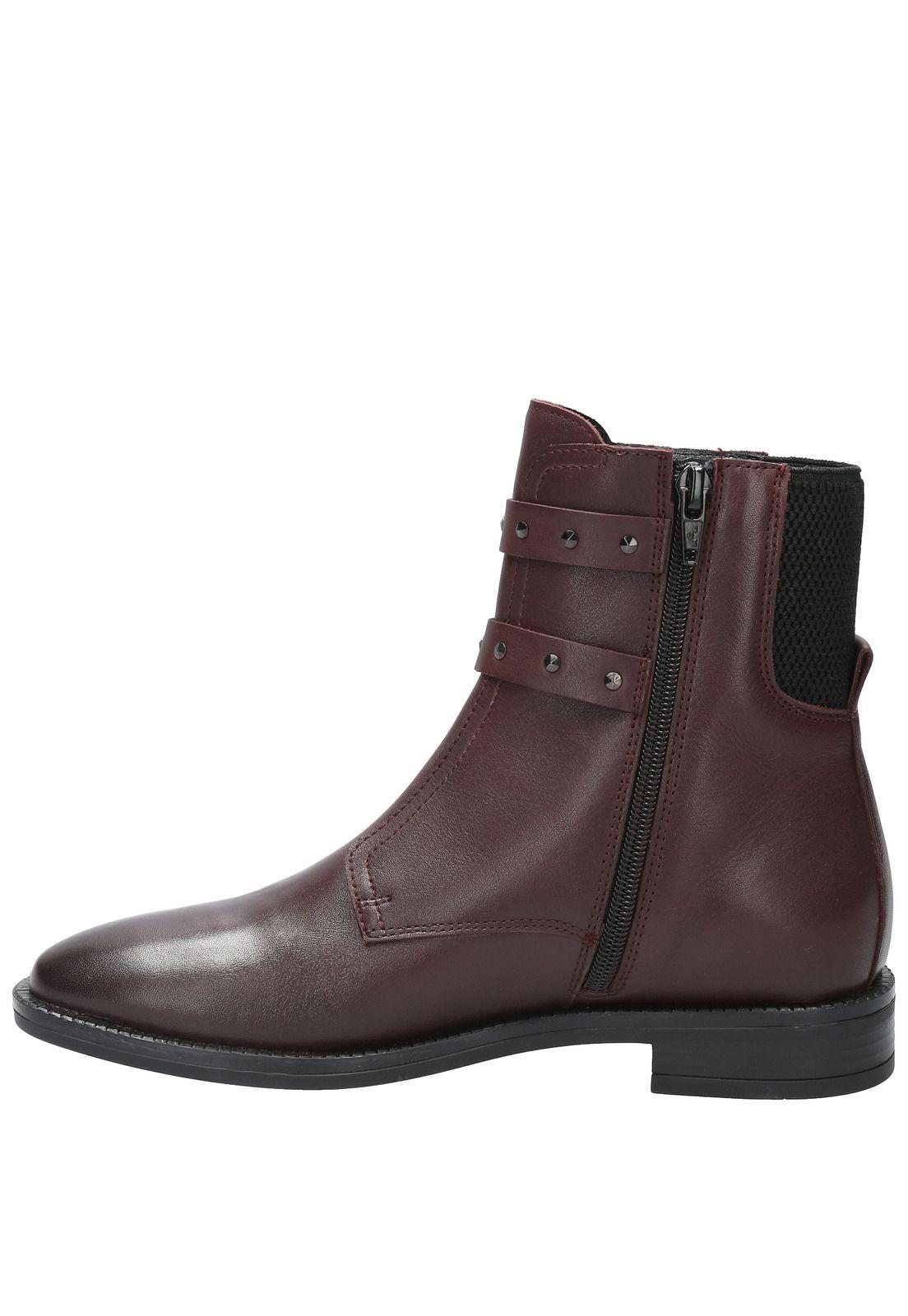 Botin Cuero Mujer Daena Rojo-5