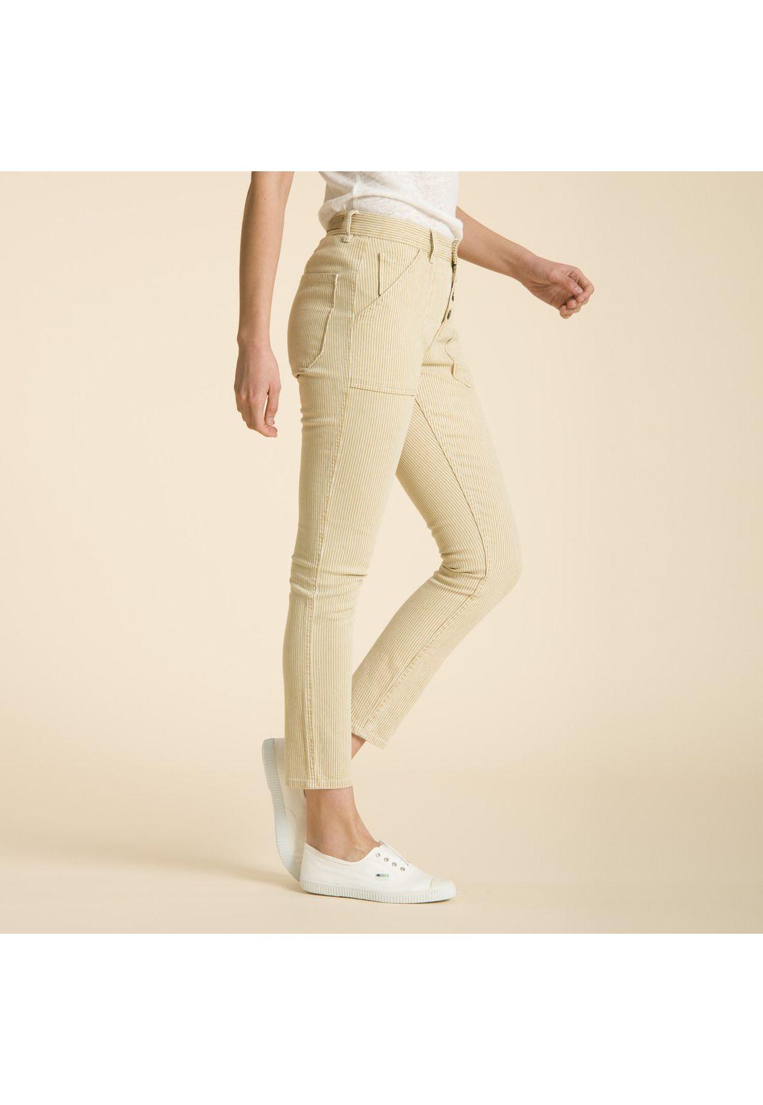 Jeans A Rayas Mostaza-1