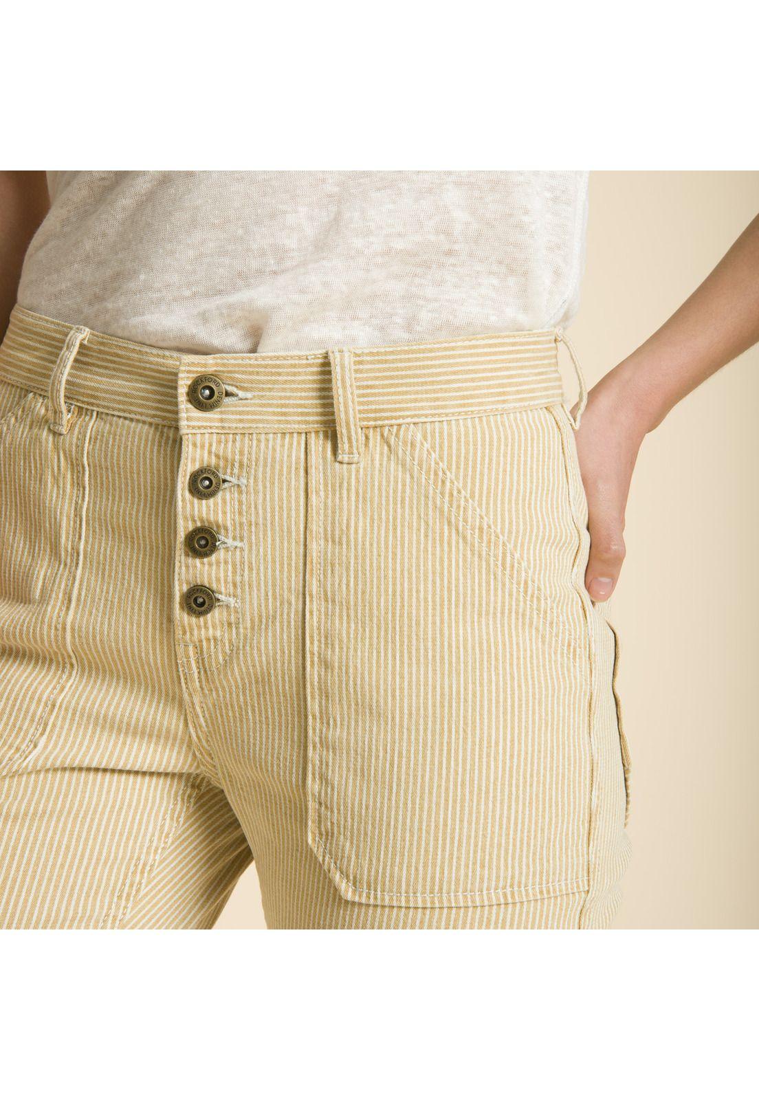 Jeans A Rayas Mostaza-3