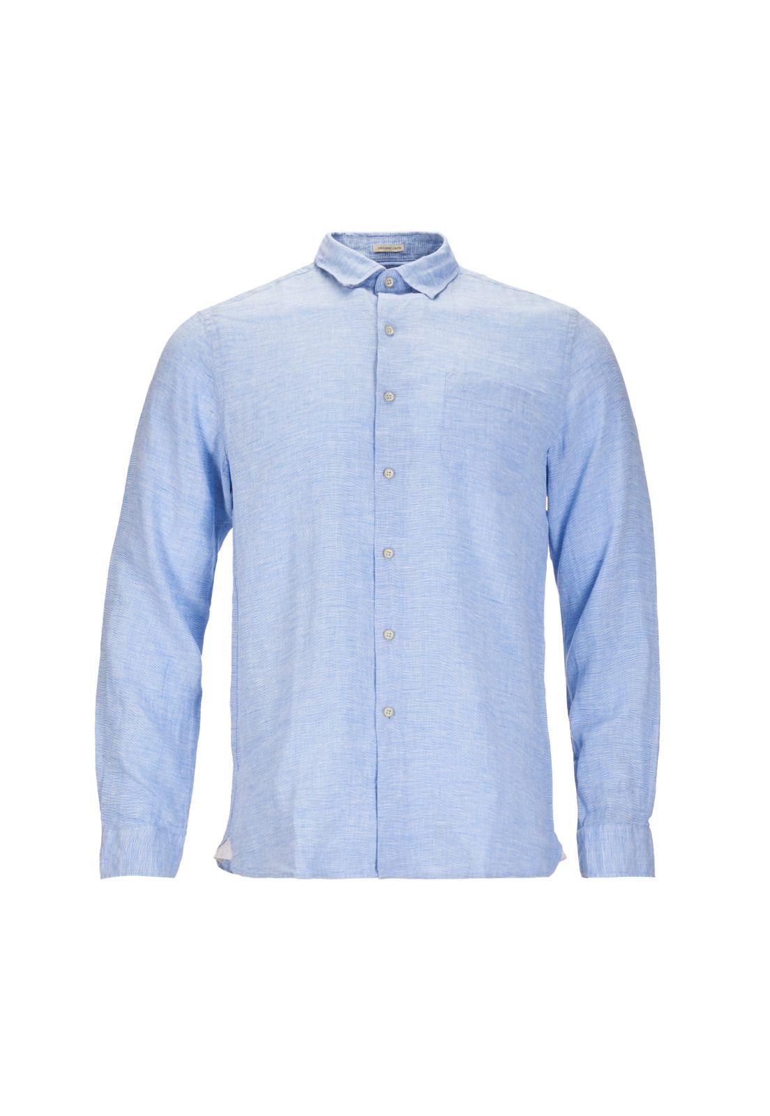 Camisa Lino Orgánico Hombre Linentxtre Azul-0