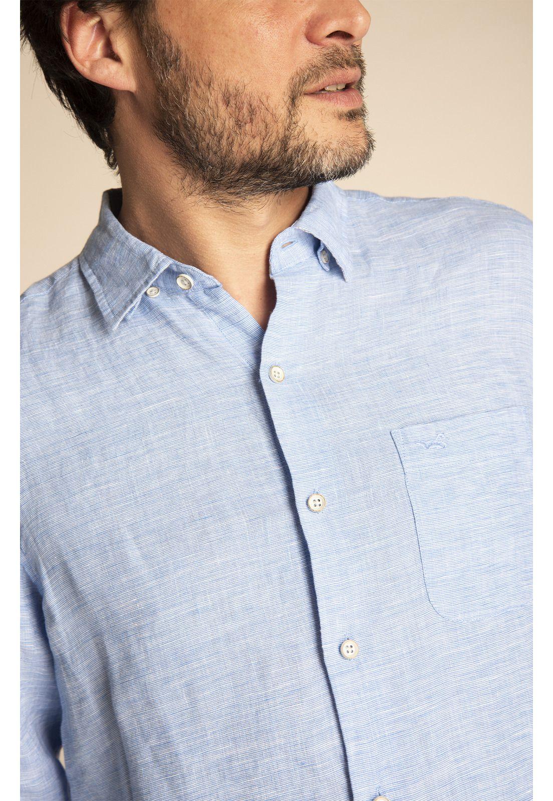 Camisa Lino Orgánico Hombre Linentxtre Azul-3
