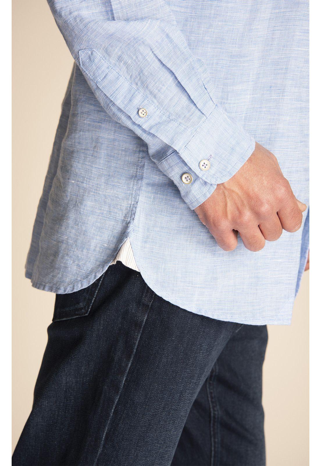 Camisa Lino Orgánico Hombre Linentxtre Azul-4