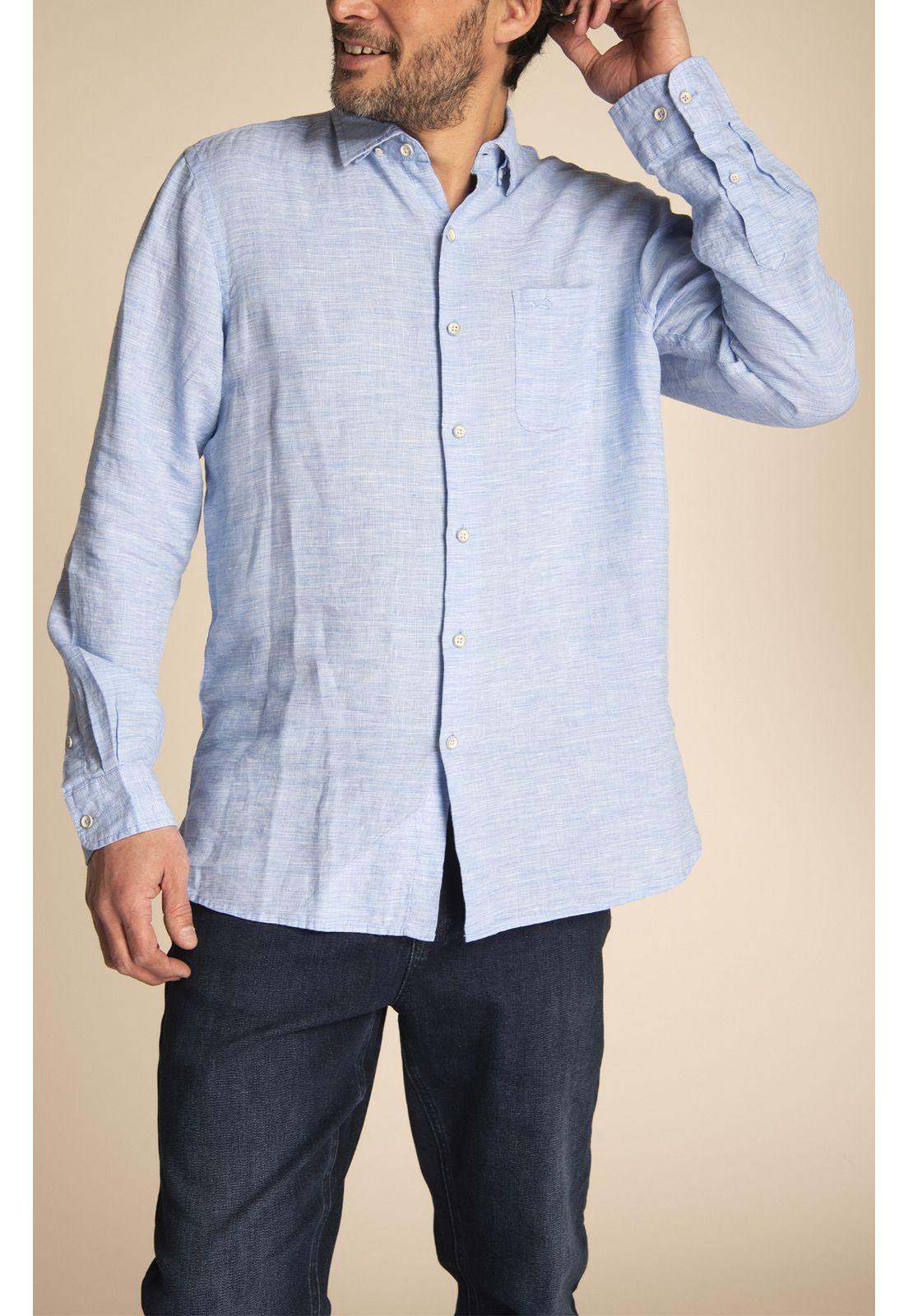 Camisa Lino Orgánico Hombre Linentxtre Azul-5