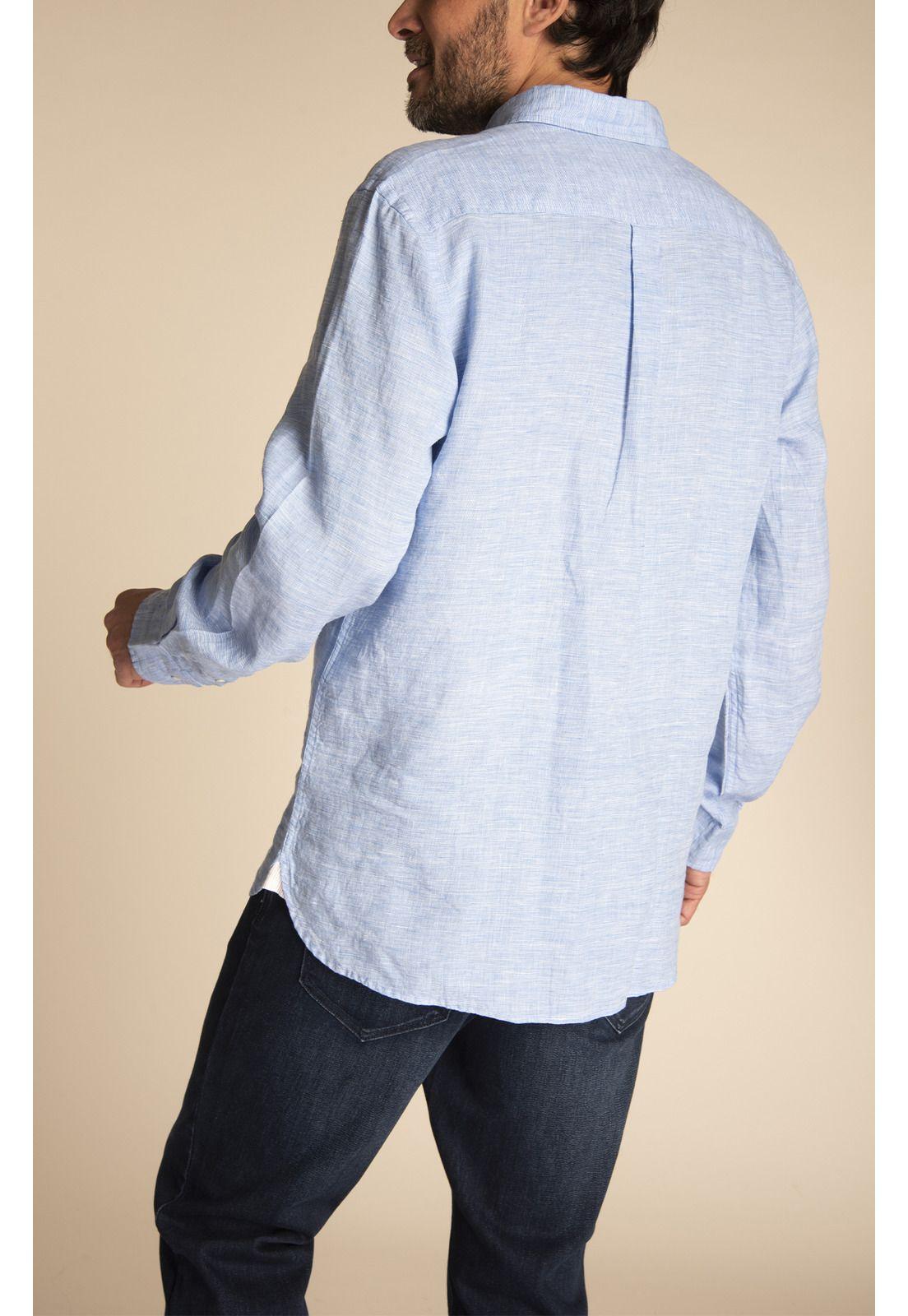 Camisa Lino Orgánico Hombre Linentxtre Azul-7