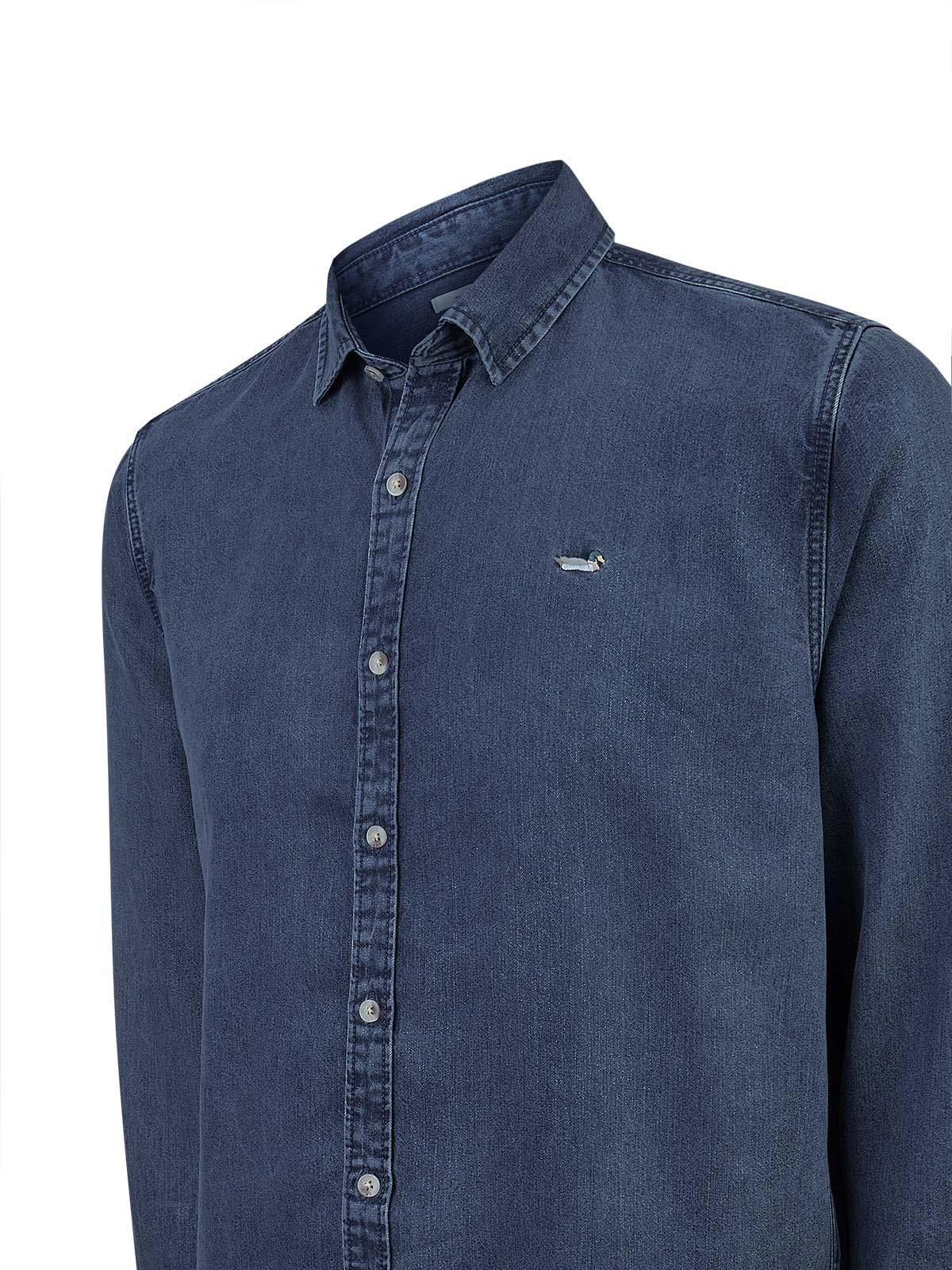 Camisa Tencel Hombre Tencel Azul-3