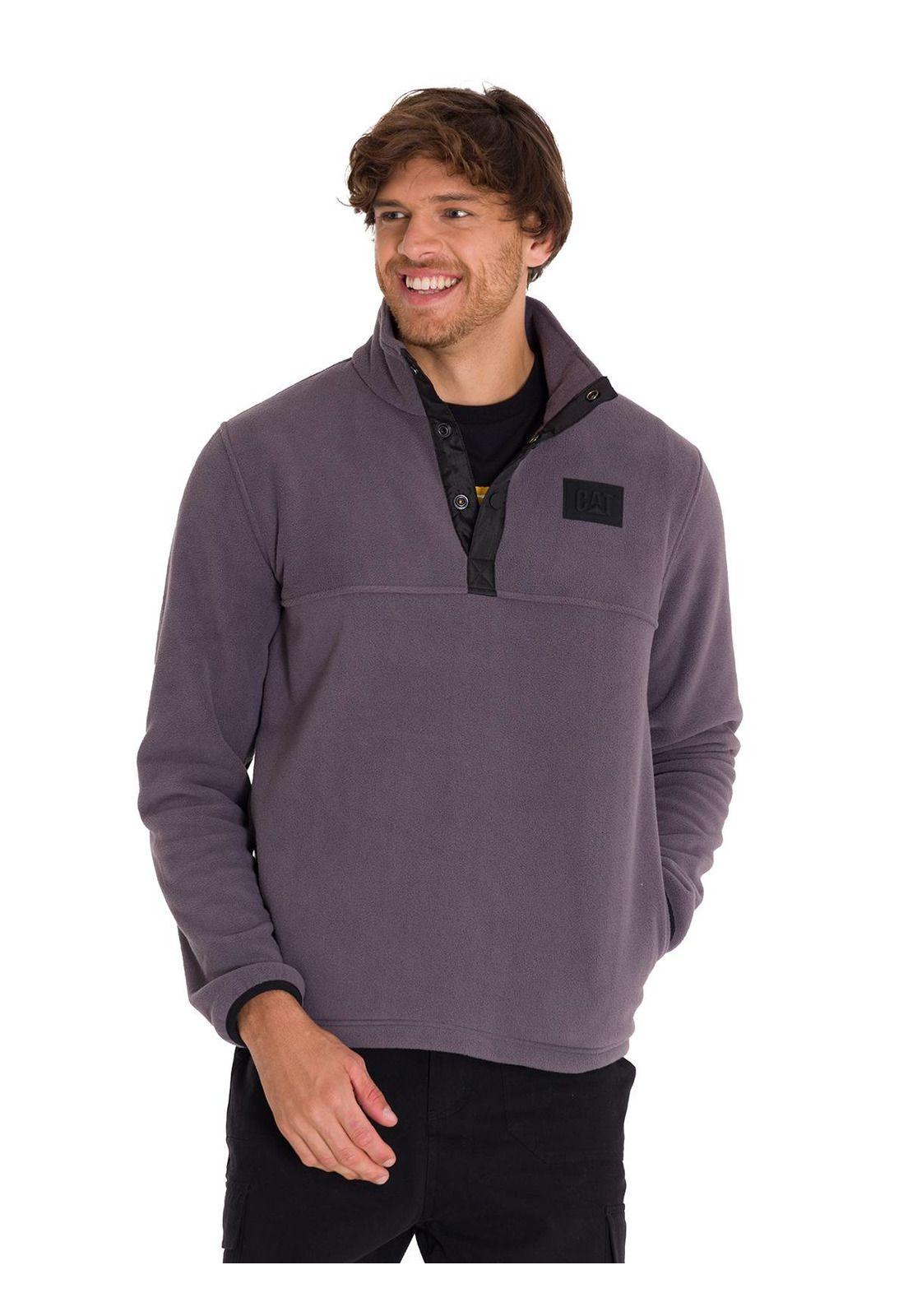 Polar Fleece Half Snap Hombre Gris Oscuro-0