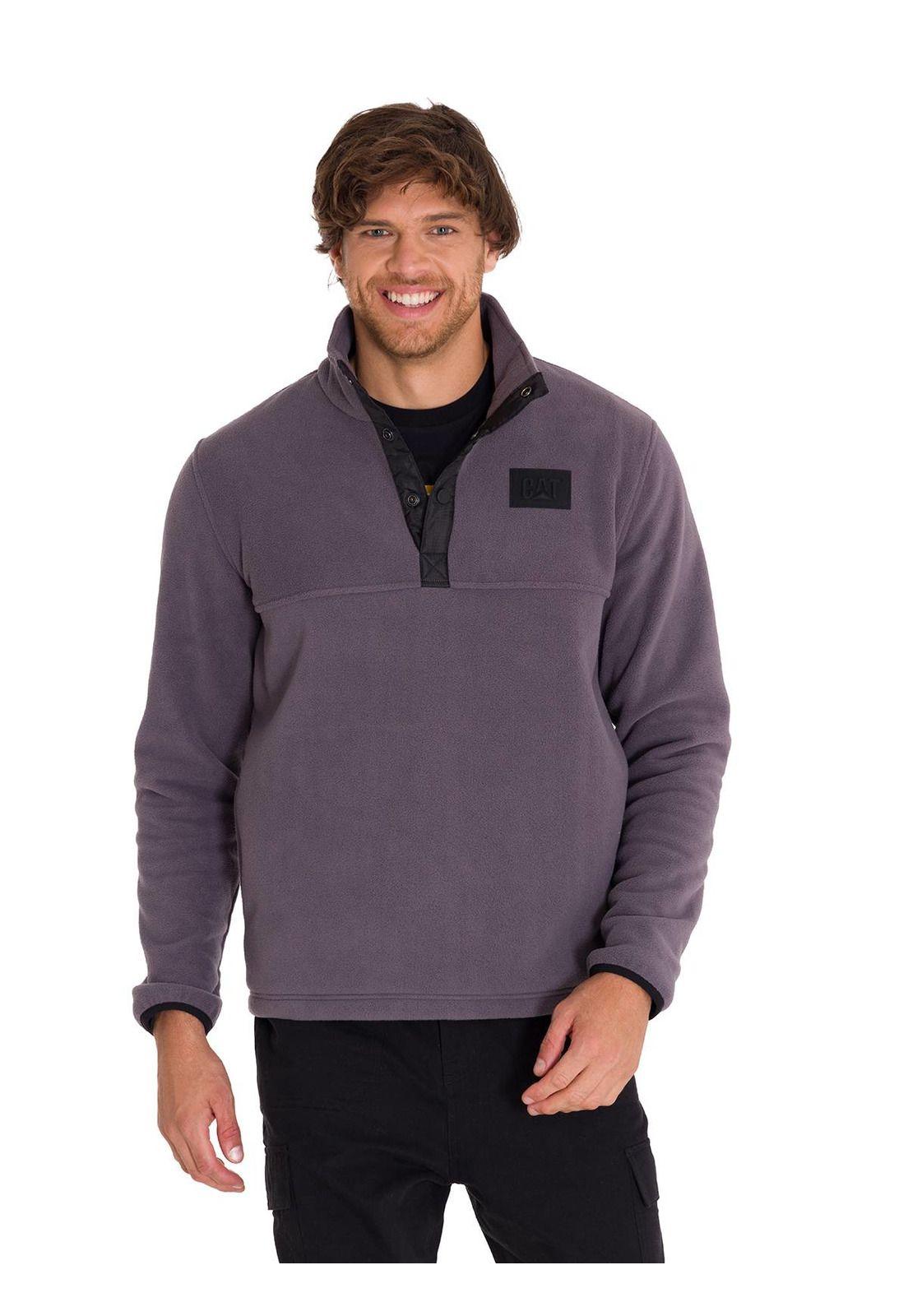 Polar Fleece Half Snap Hombre Gris Oscuro-1