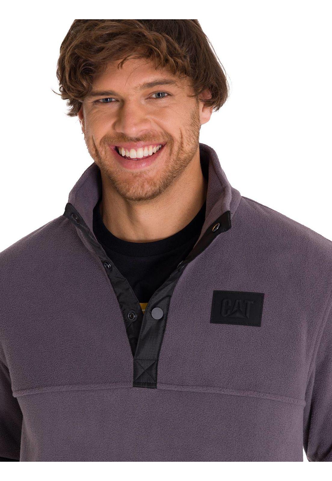 Polar Fleece Half Snap Hombre Gris Oscuro-4