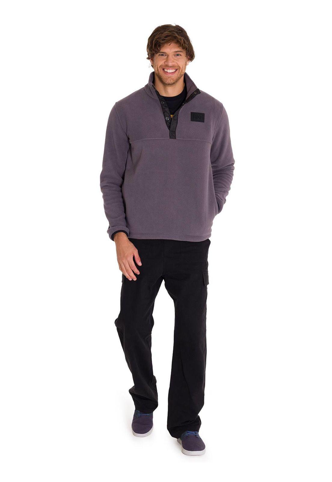 Polar Fleece Half Snap Hombre Gris Oscuro-5