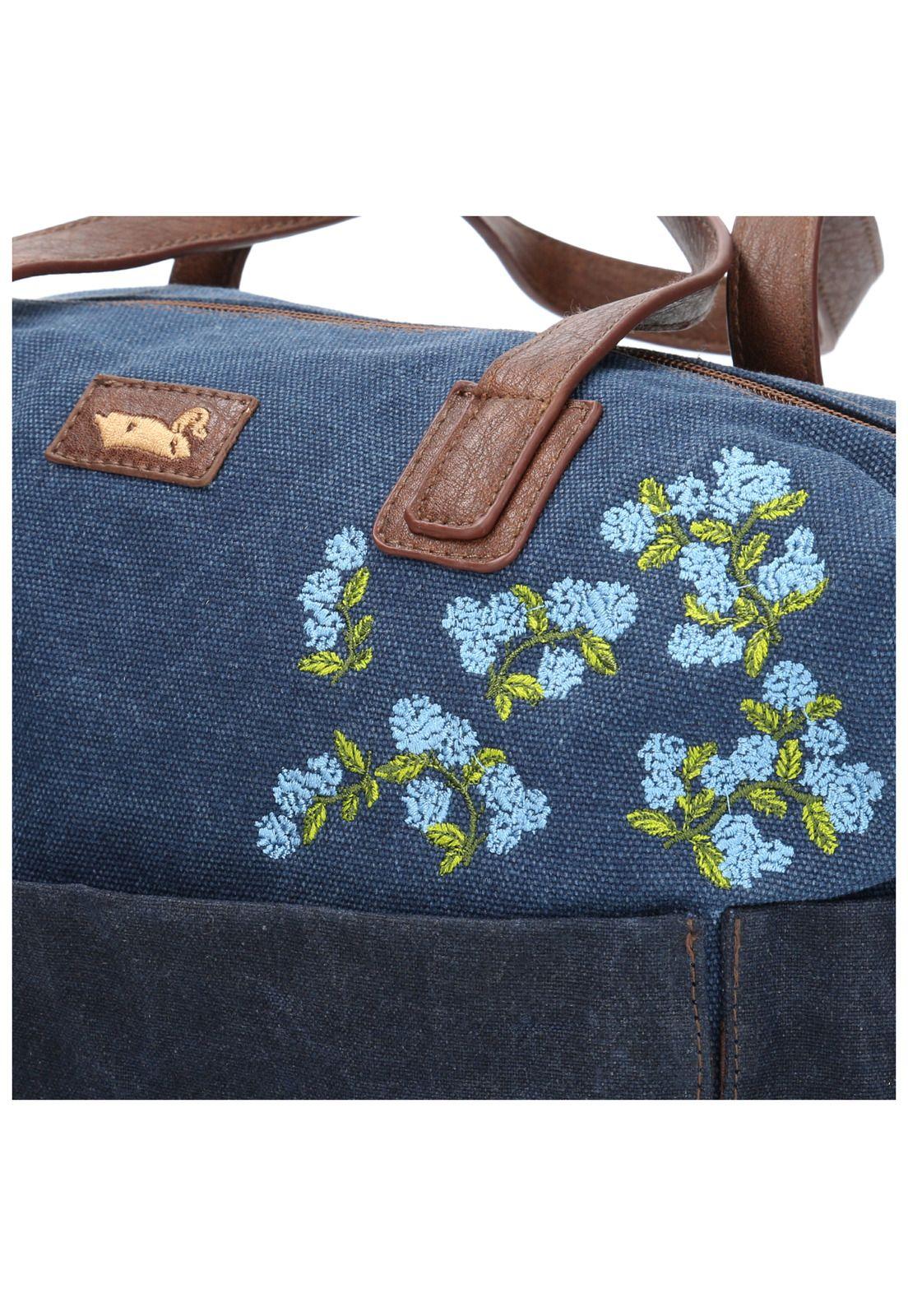 Cartera Textil Mujer Flower Bag Azul-3