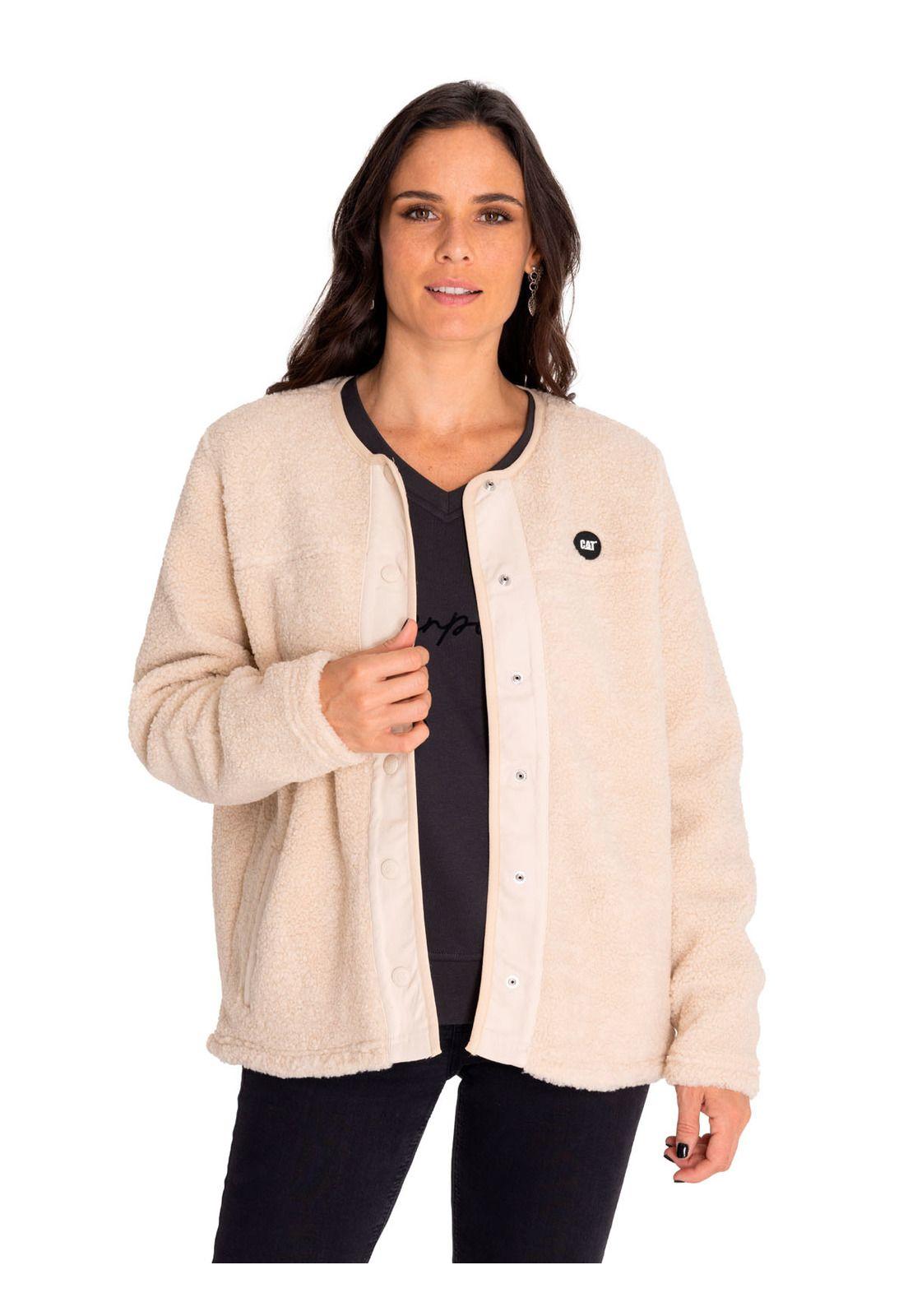 Polar Mujer Long Button Front Sherpa Beige/Crudo-0