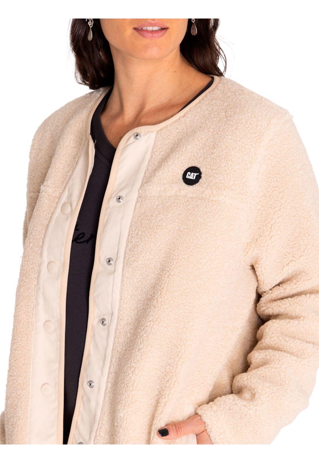 Polar Mujer Long Button Front Sherpa Beige/Crudo-4