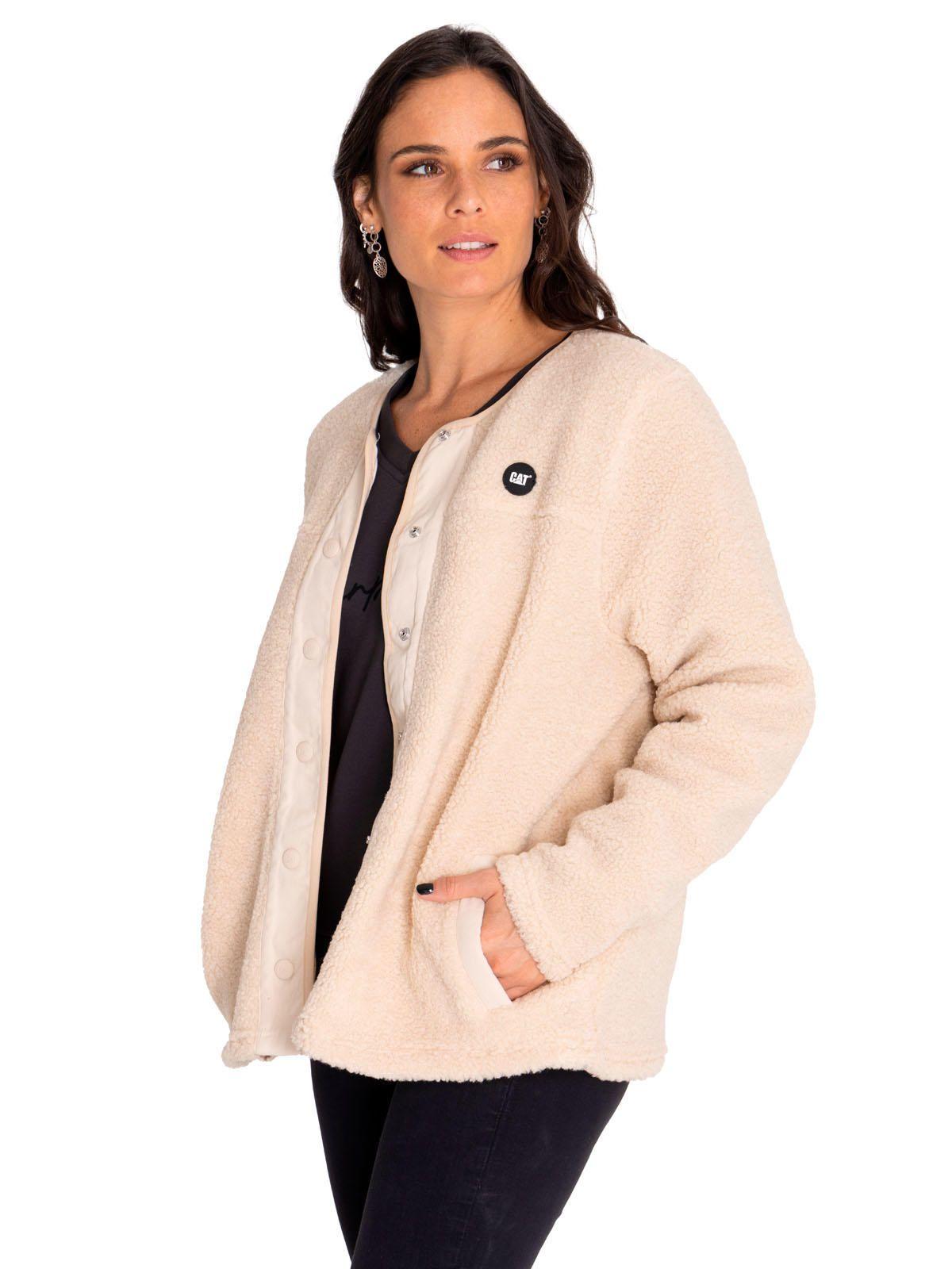 Polar Mujer Long Button Front Sherpa Beige/Crudo-1