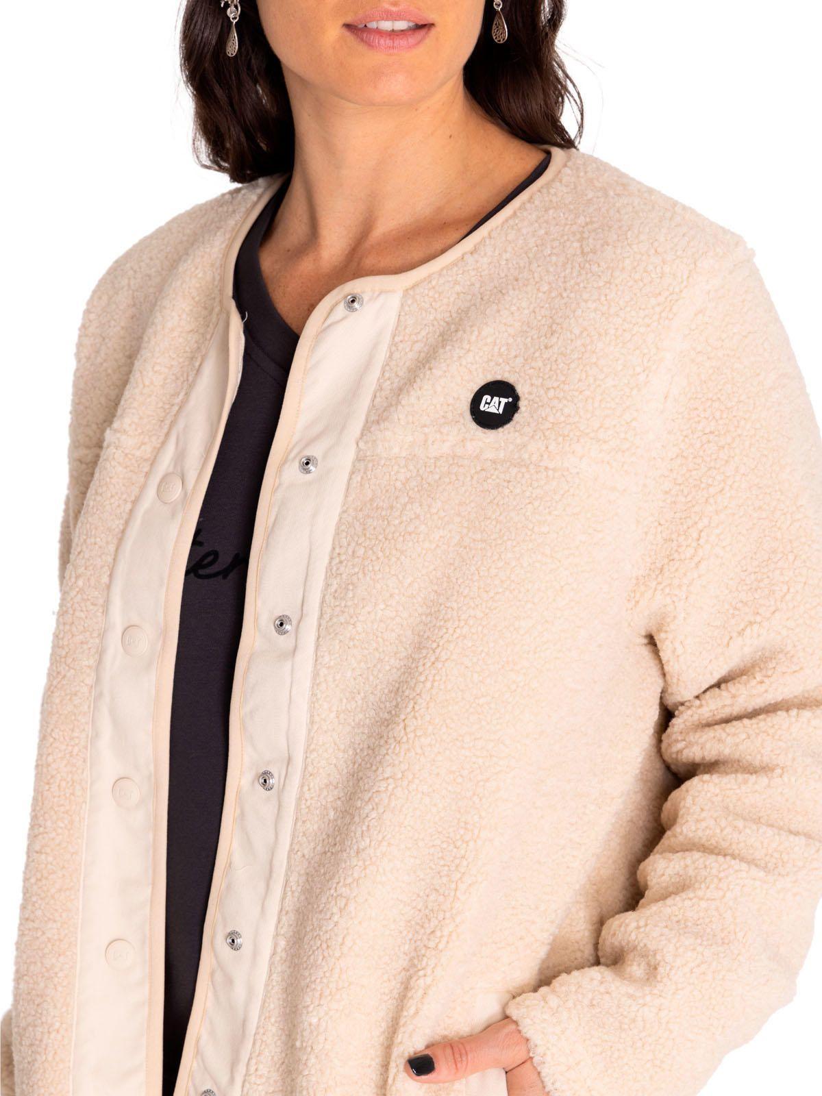 Polar Mujer Long Button Front Sherpa Beige/Crudo-4