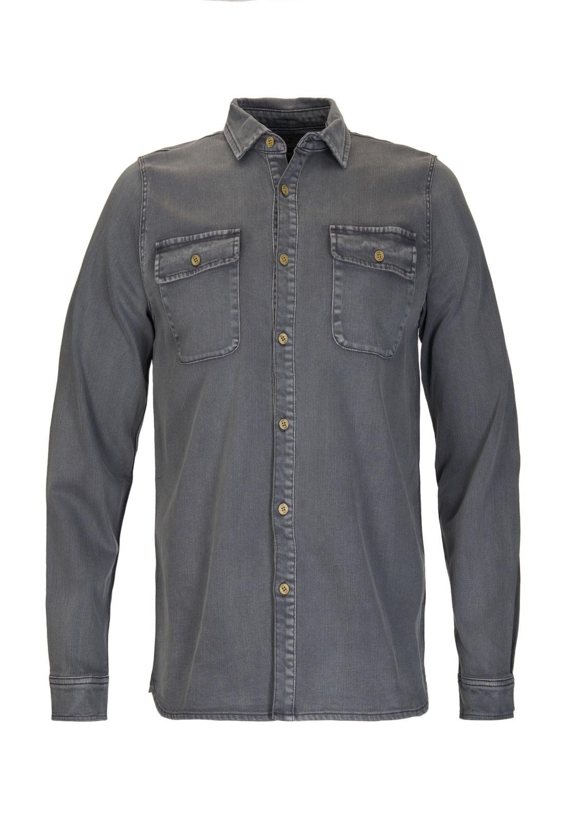Camisa M/L Hombre Denim Gris-0
