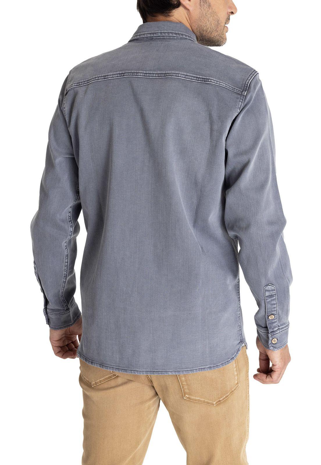 Camisa M/L Hombre Denim Gris-5
