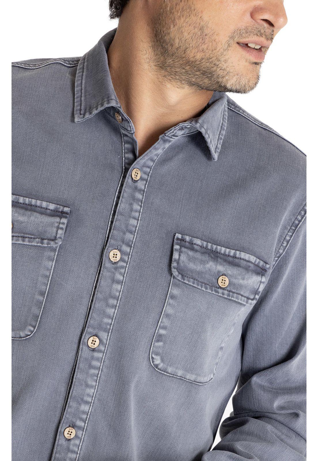 Camisa M/L Hombre Denim Gris-6
