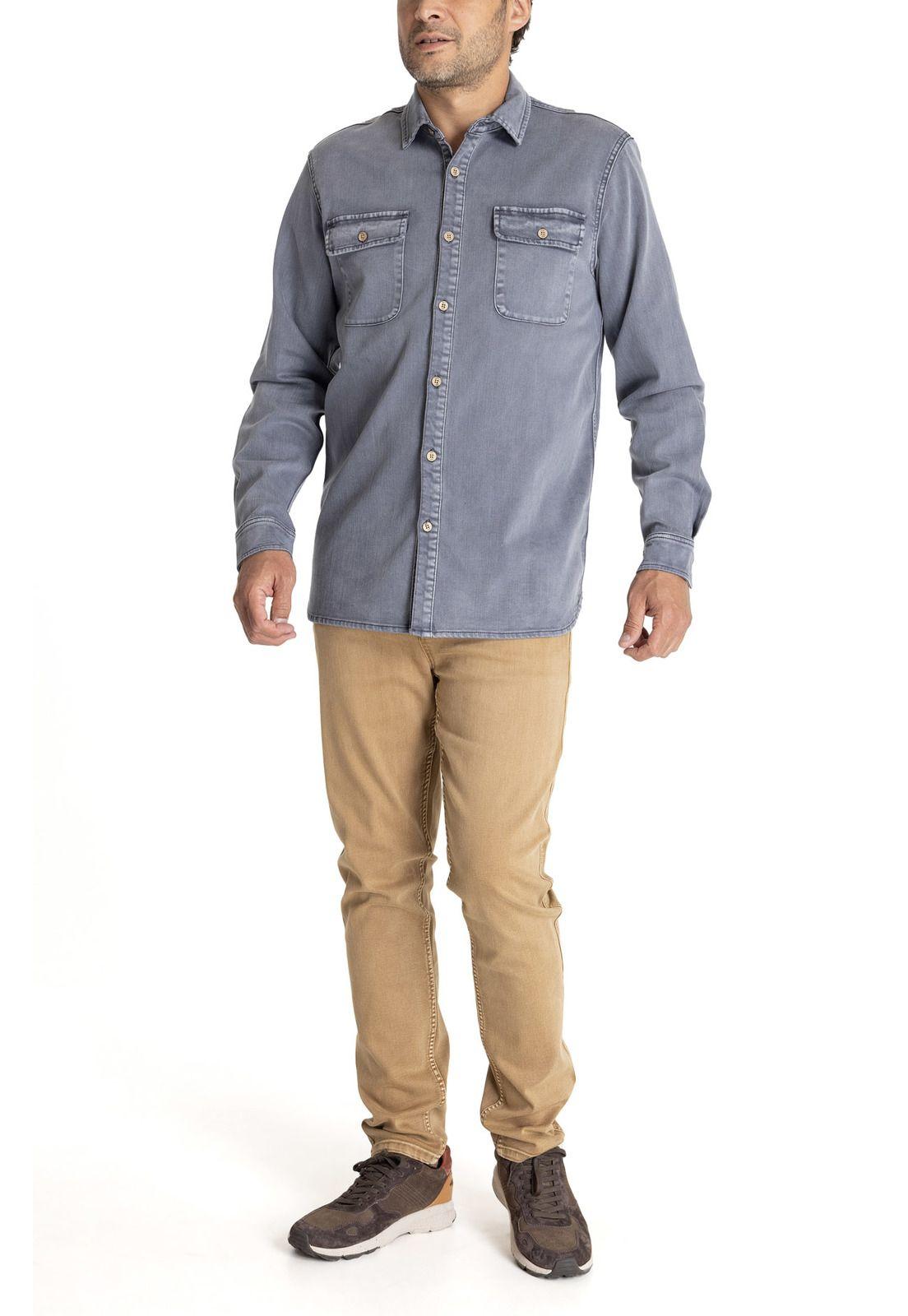 Camisa M/L Hombre Denim Gris-8