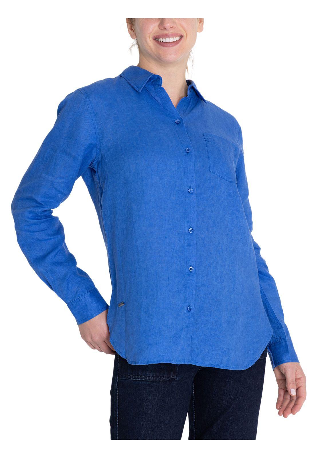 Blusa Lino Orgánico Azul Lirio Mujer -4