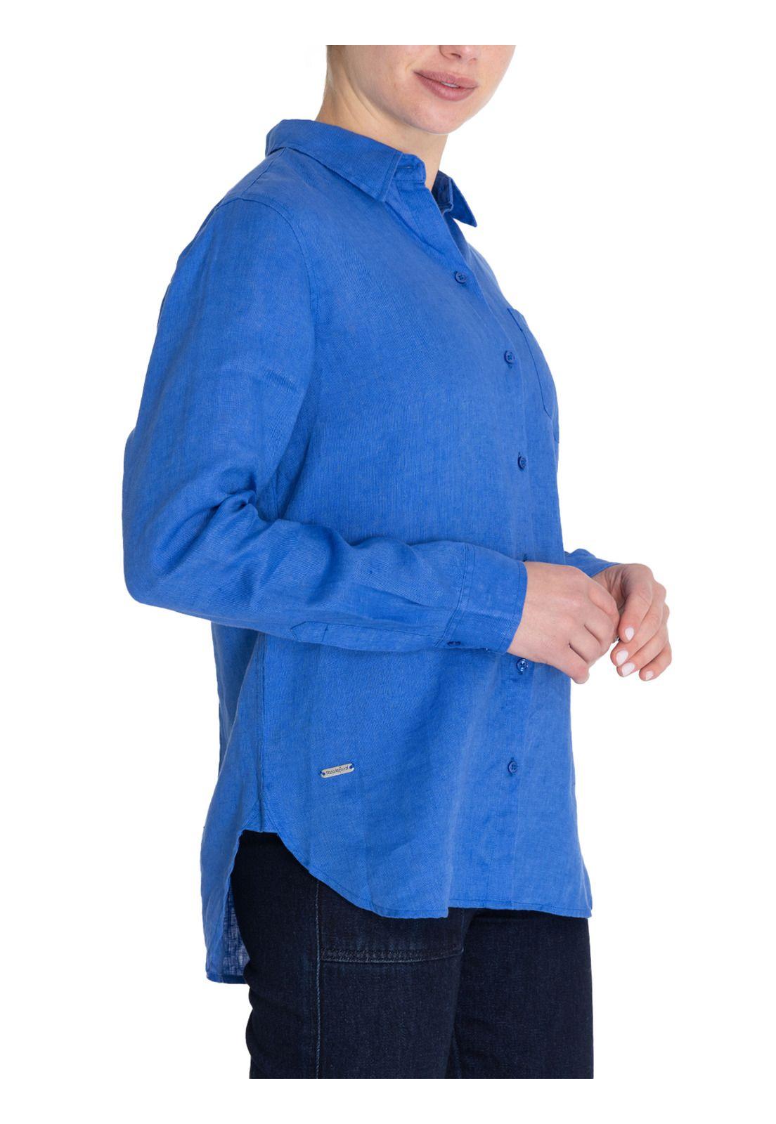 Blusa Lino Orgánico Azul Lirio Mujer -5