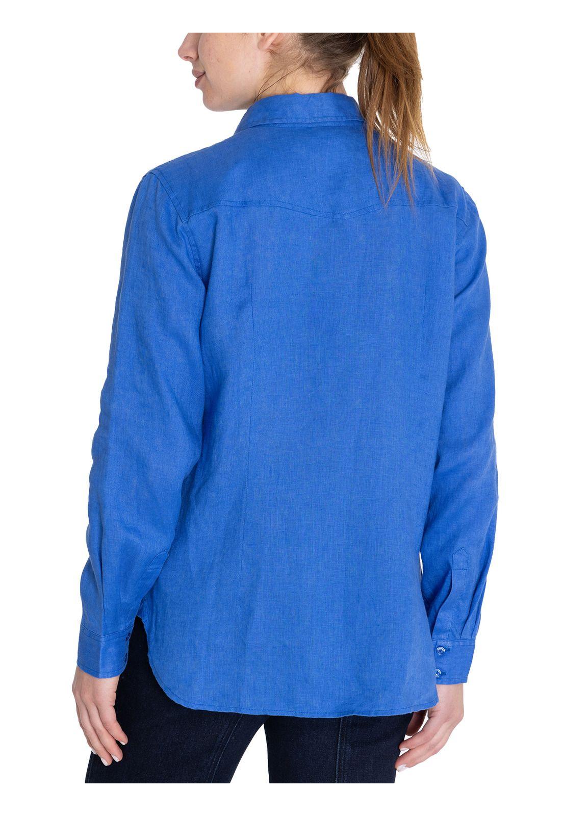 Blusa Lino Orgánico Azul Lirio Mujer -6
