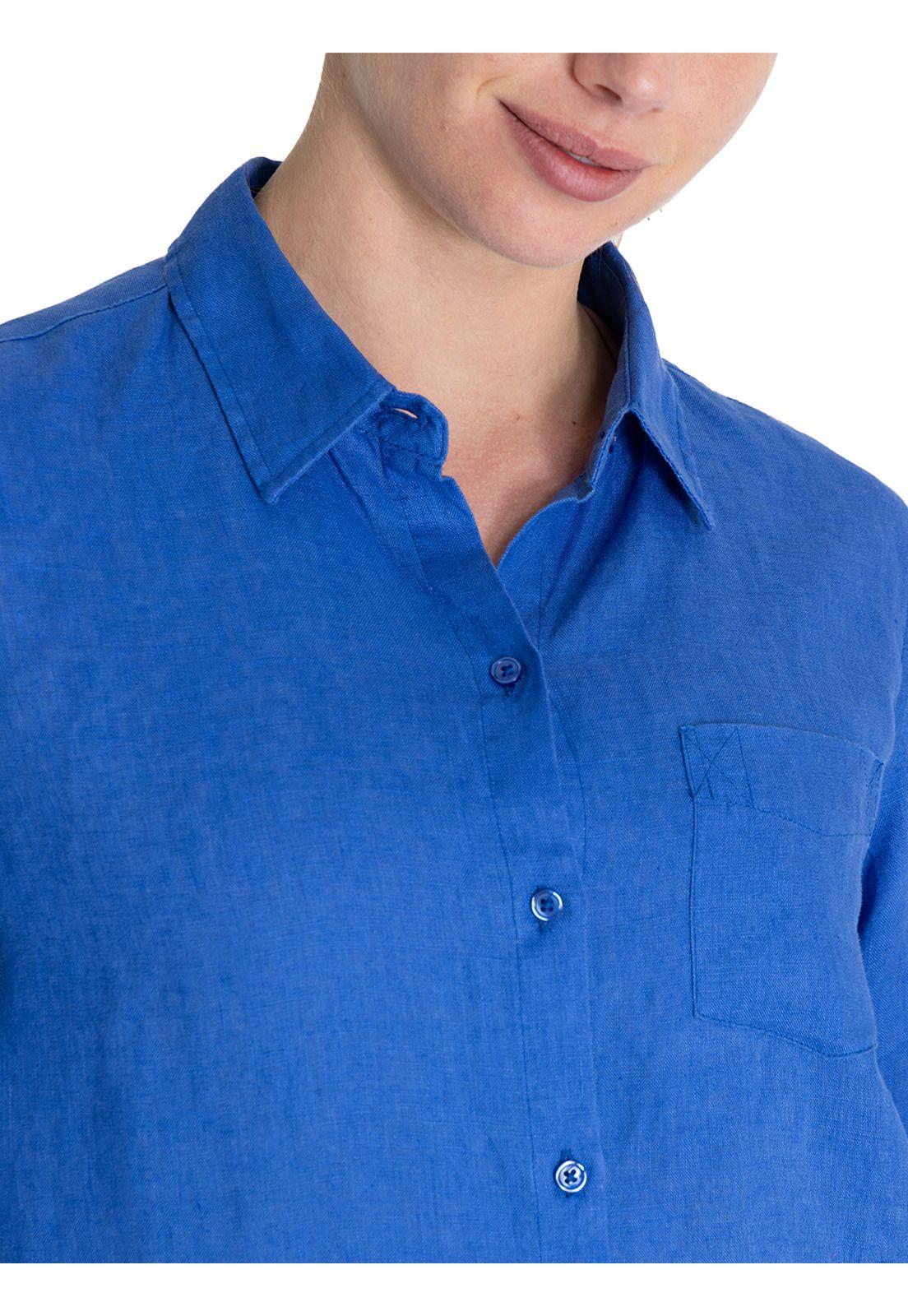 Blusa Lino Orgánico Azul Lirio Mujer -7
