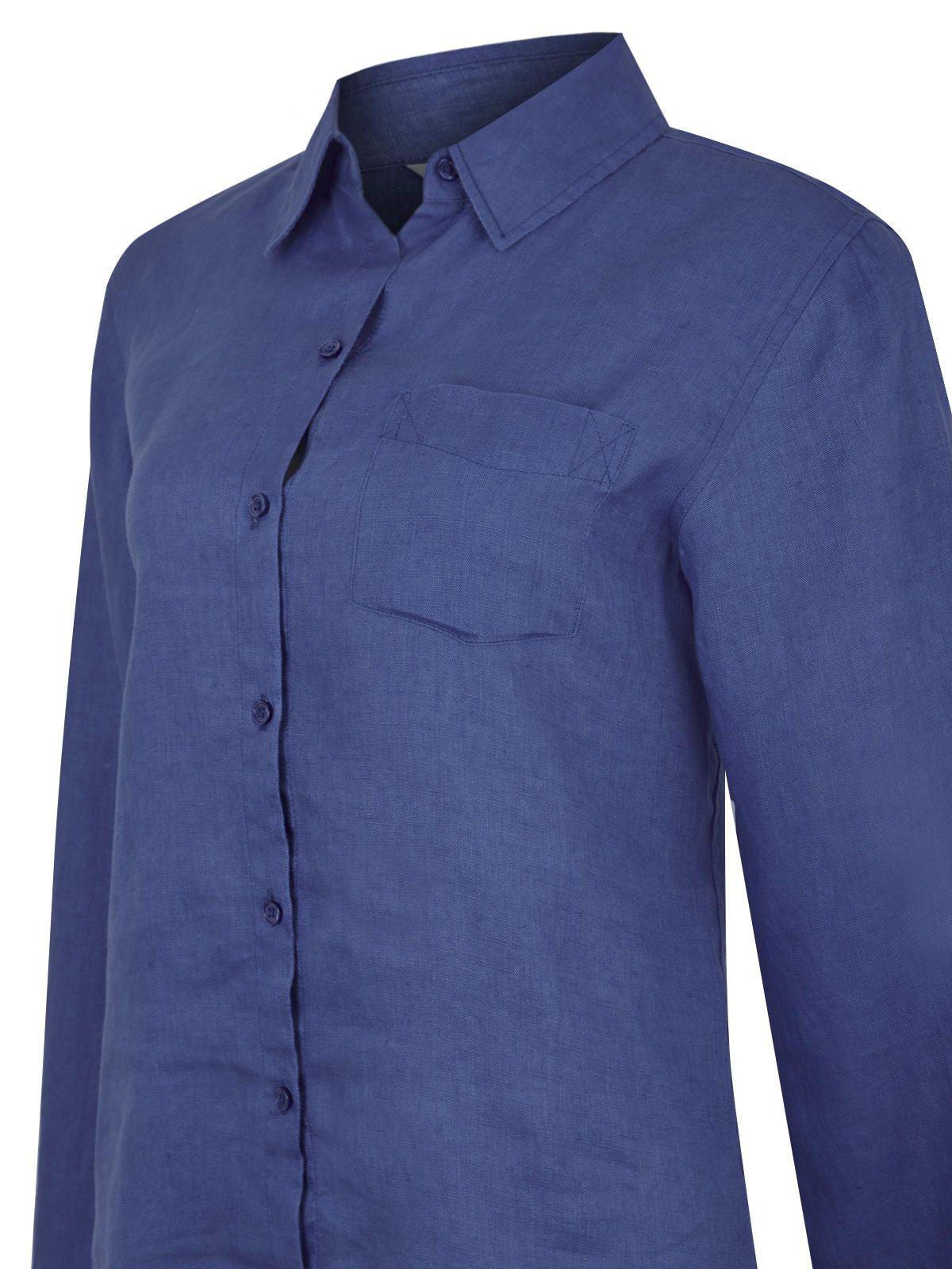 Blusa Lino Orgánico Azul Lirio Mujer -3