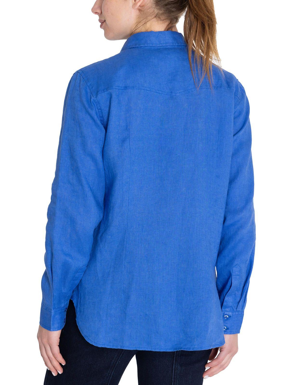 Blusa Lino Orgánico Azul Lirio Mujer -6