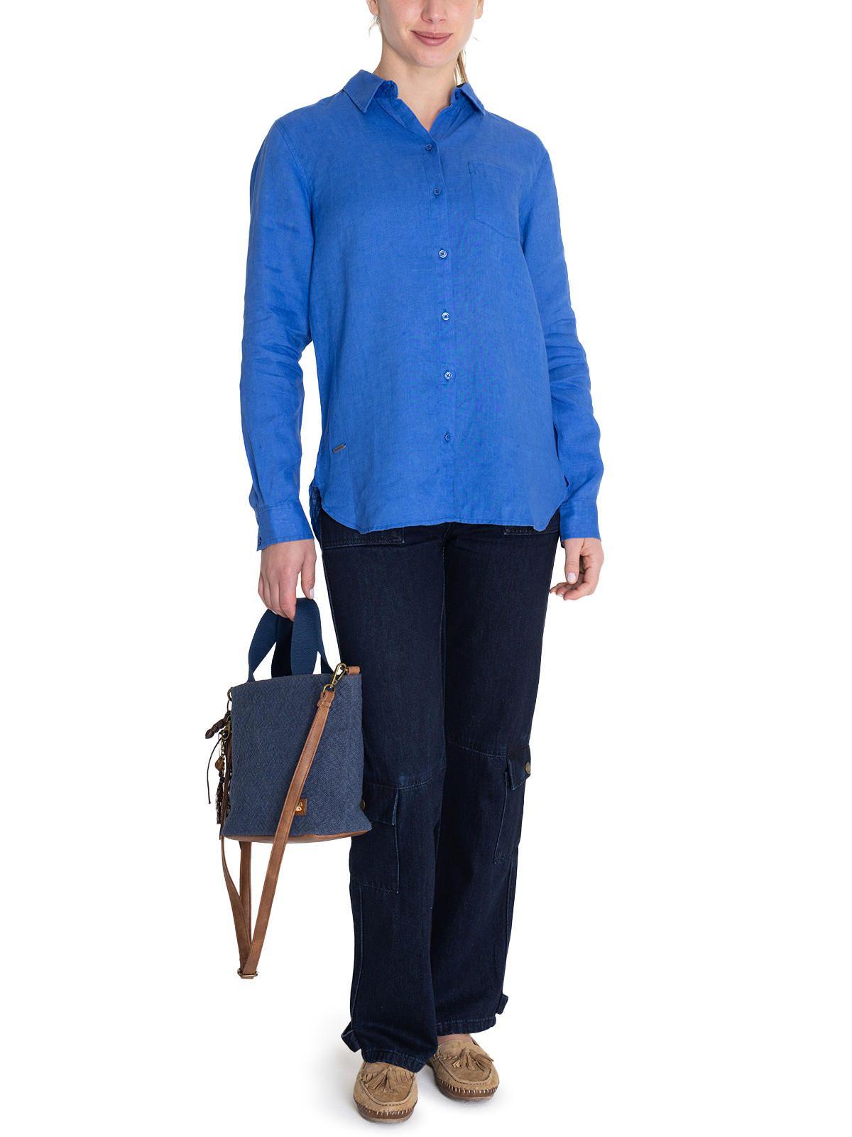 Blusa Lino Orgánico Azul Lirio Mujer -8