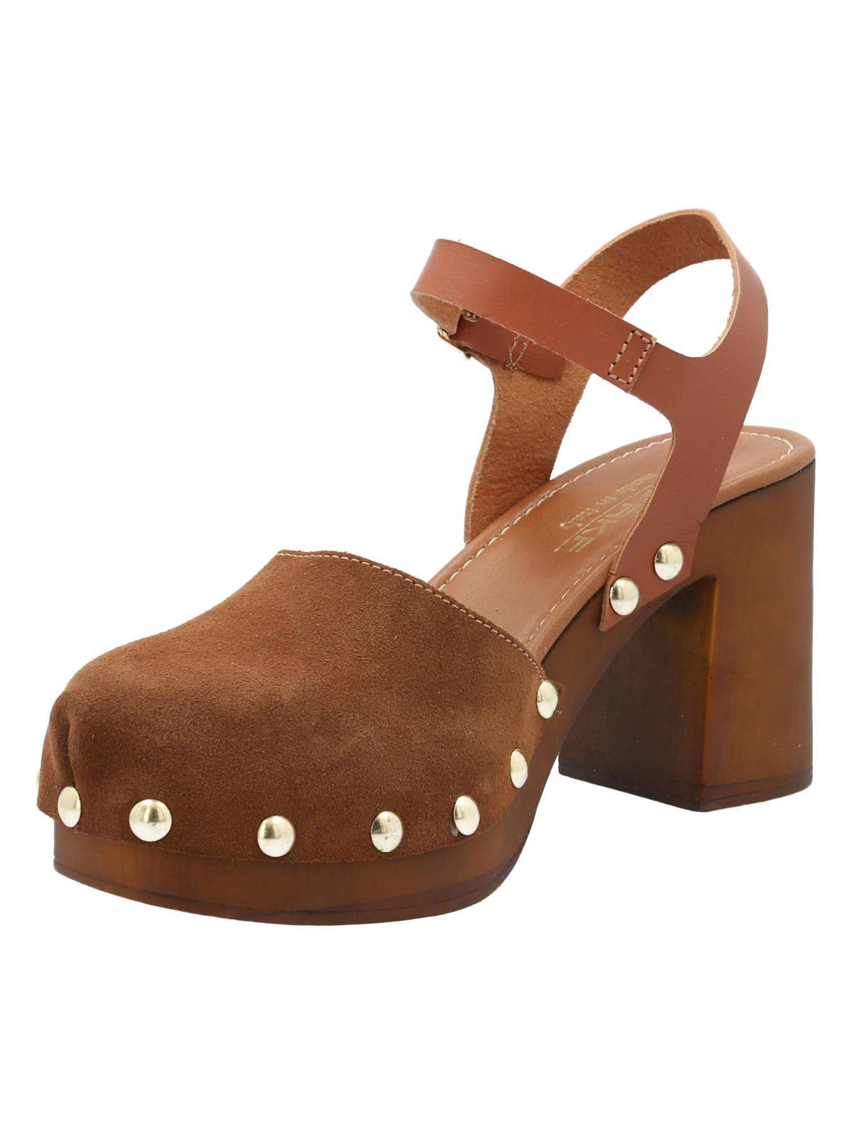 Sueco Cuero Mujer Azafran Café -3