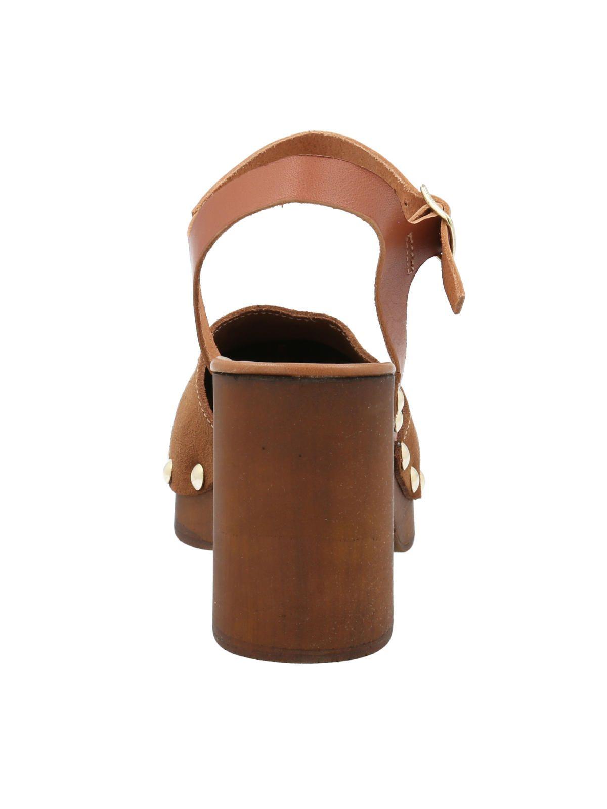 Sueco Cuero Mujer Azafran Café -5