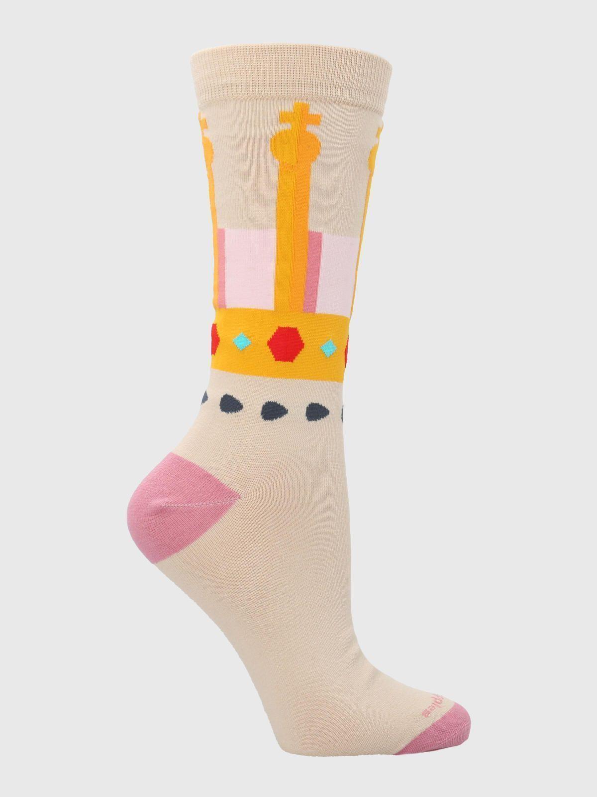 Calcetin Algodón Mujer C Uk Crown Beige-0