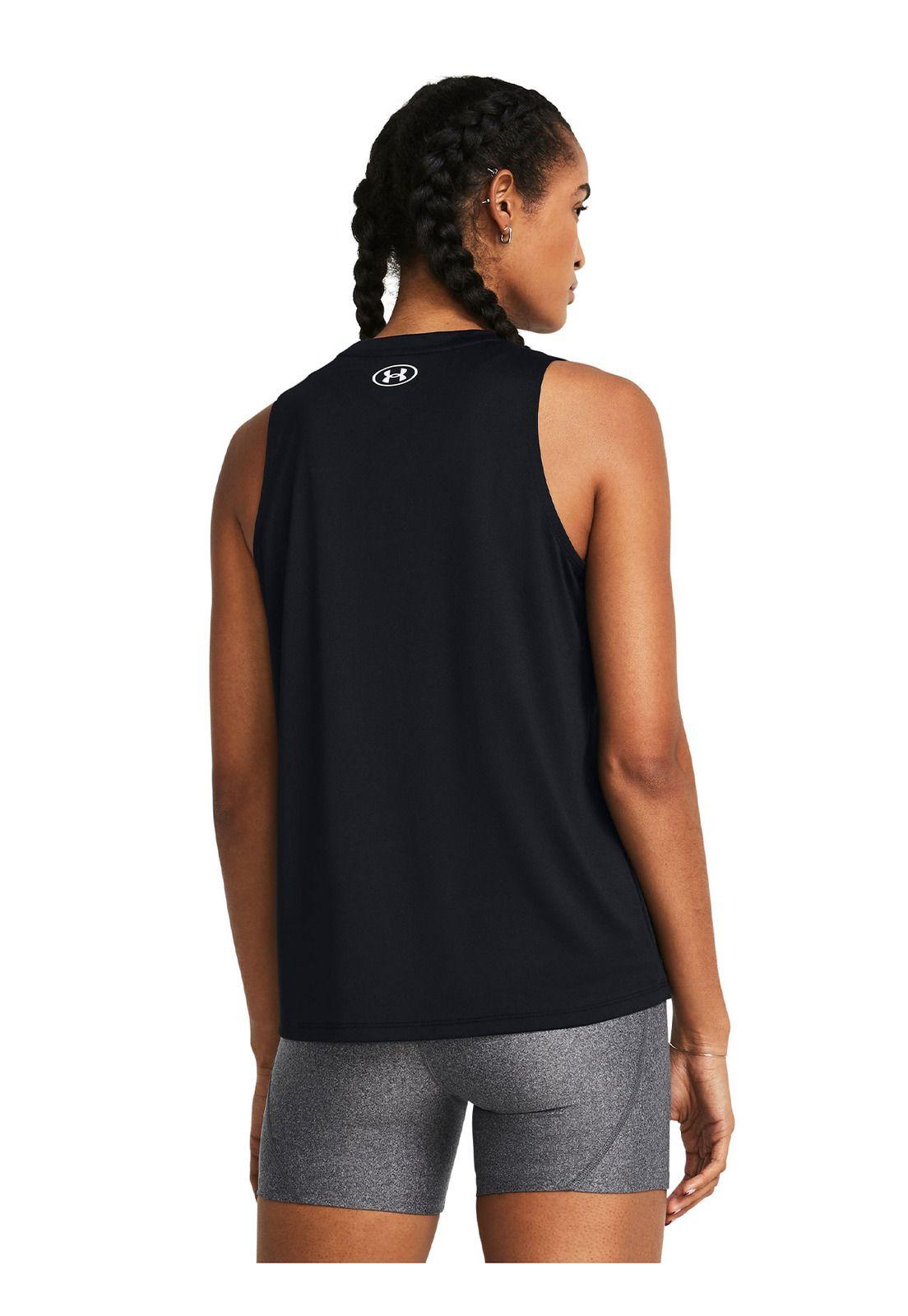 Polera sin mangas UA Tech Negro para mujer-4