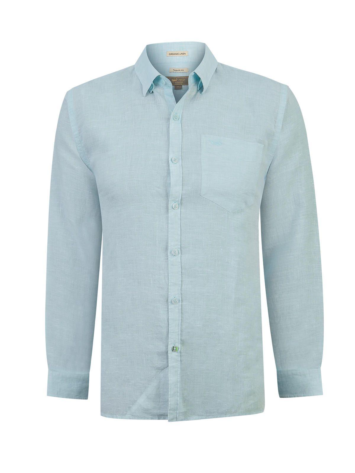 Camisa Lino Orgánico Hombre Linentext Celeste-0