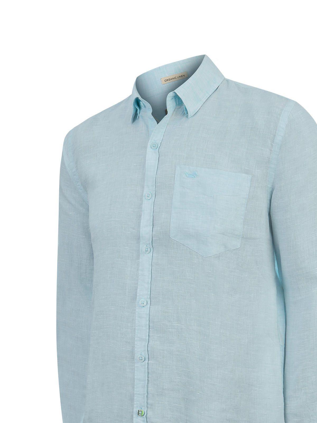 Camisa Lino Orgánico Hombre Linentext Celeste-3