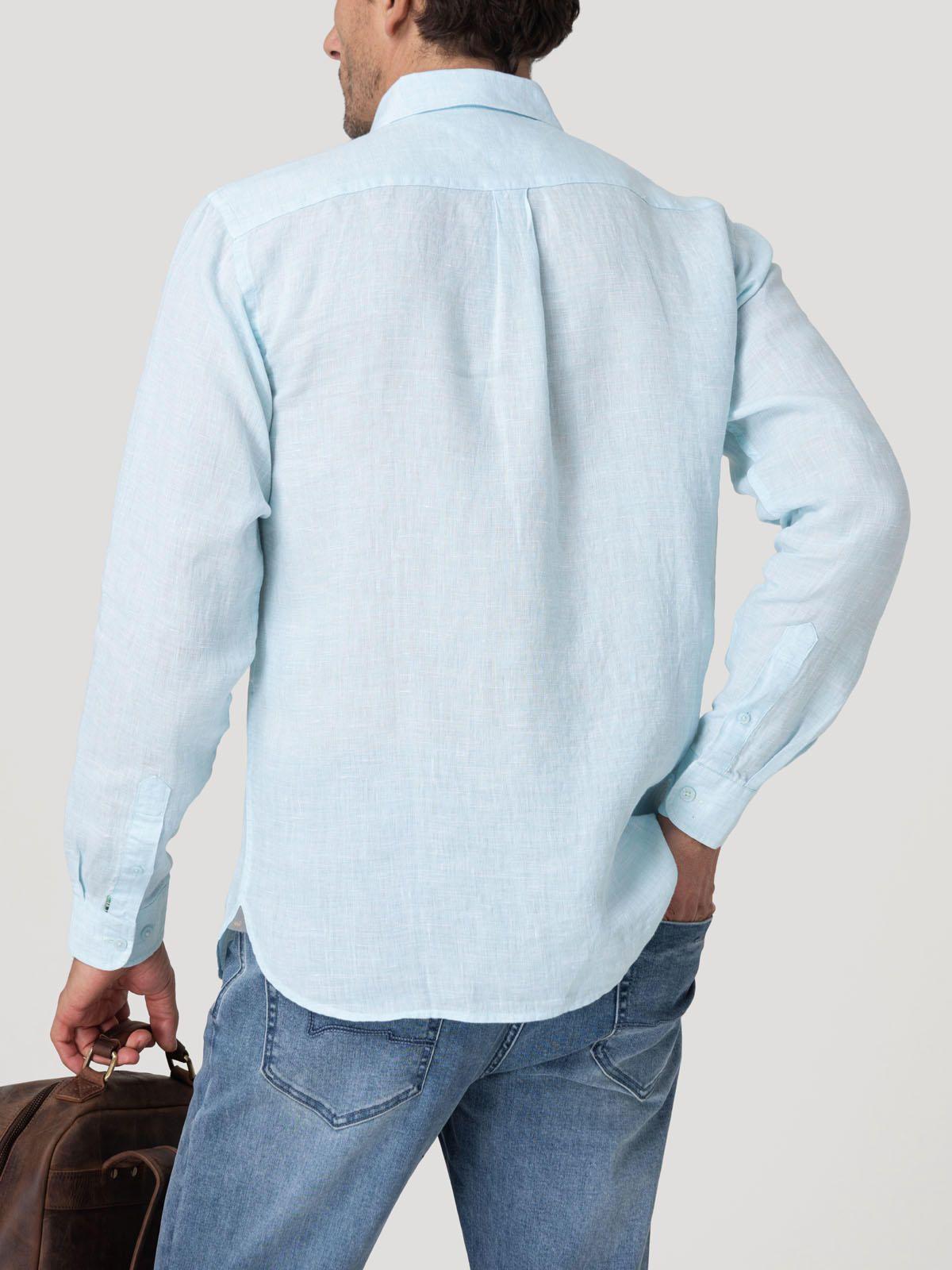 Camisa Lino Orgánico Hombre Linentext Celeste-5