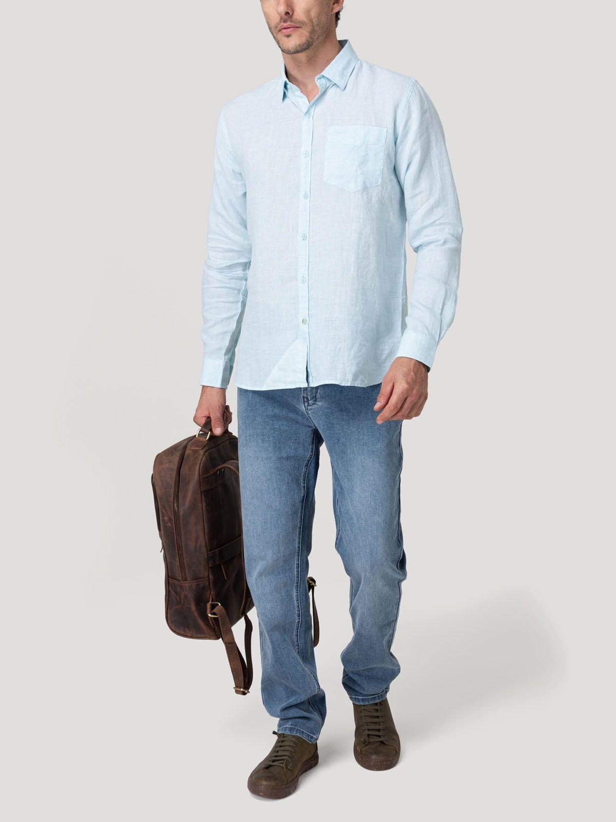 Camisa Lino Orgánico Hombre Linentext Celeste-7