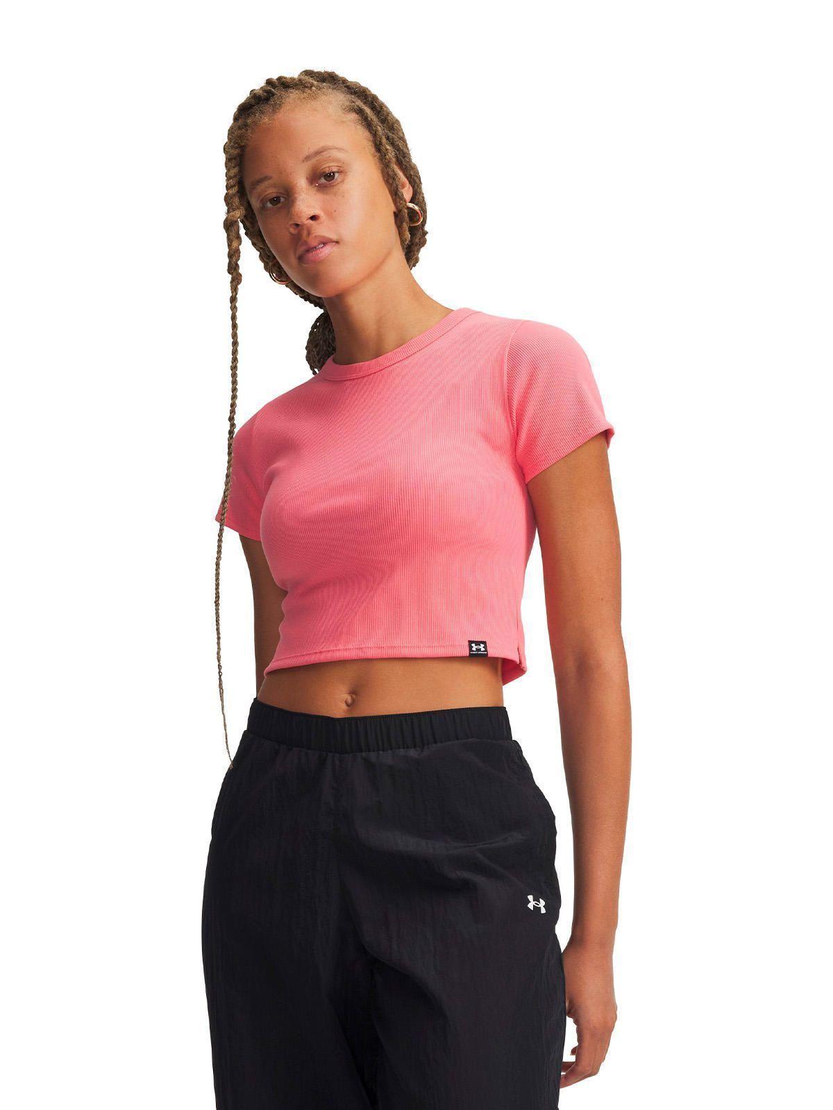 Polera M/C UA Rival Rib Baby Rosado Mujer-0