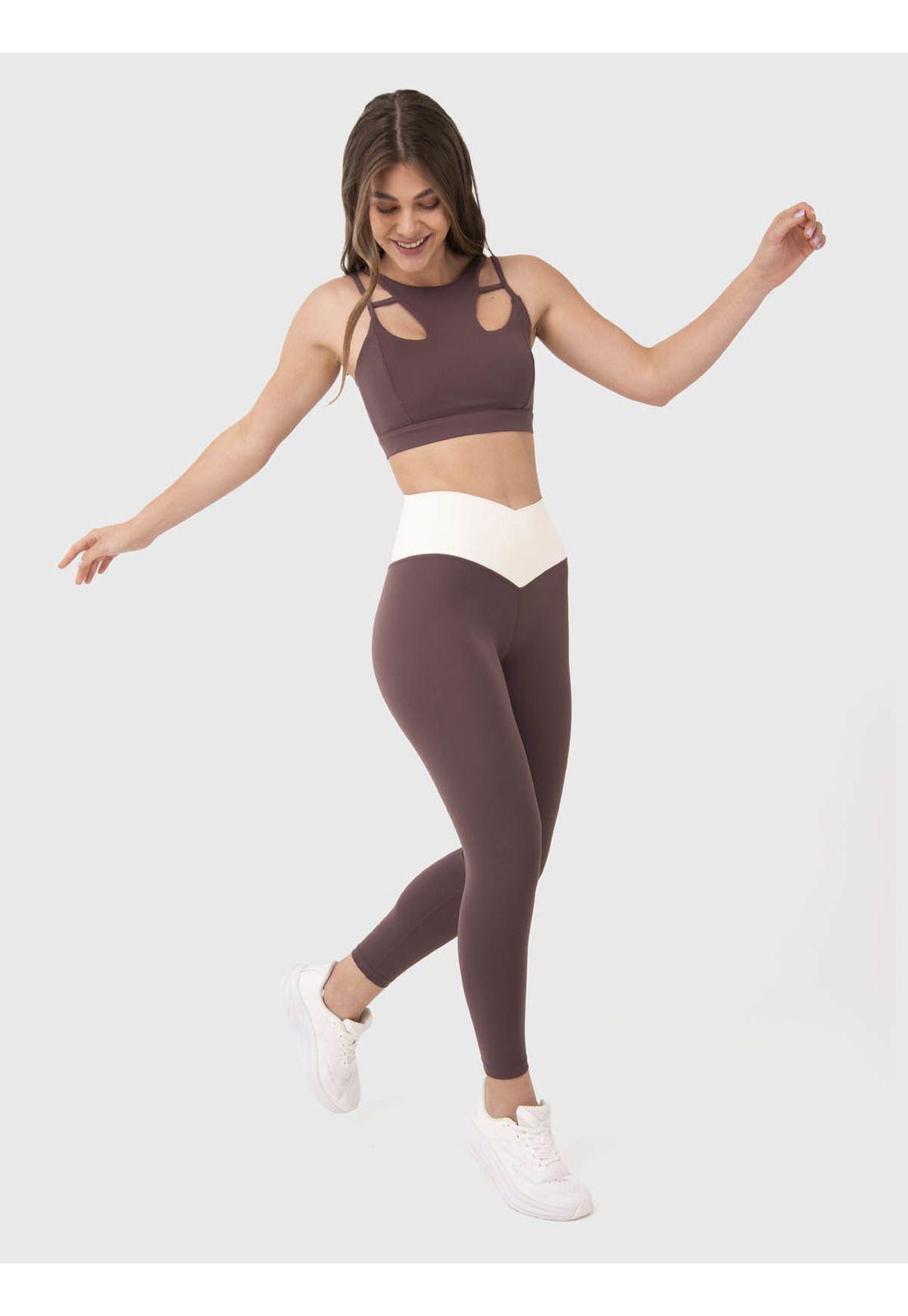 Calza Deportiva Mujer Hr Ankle Leg Eva Café-1