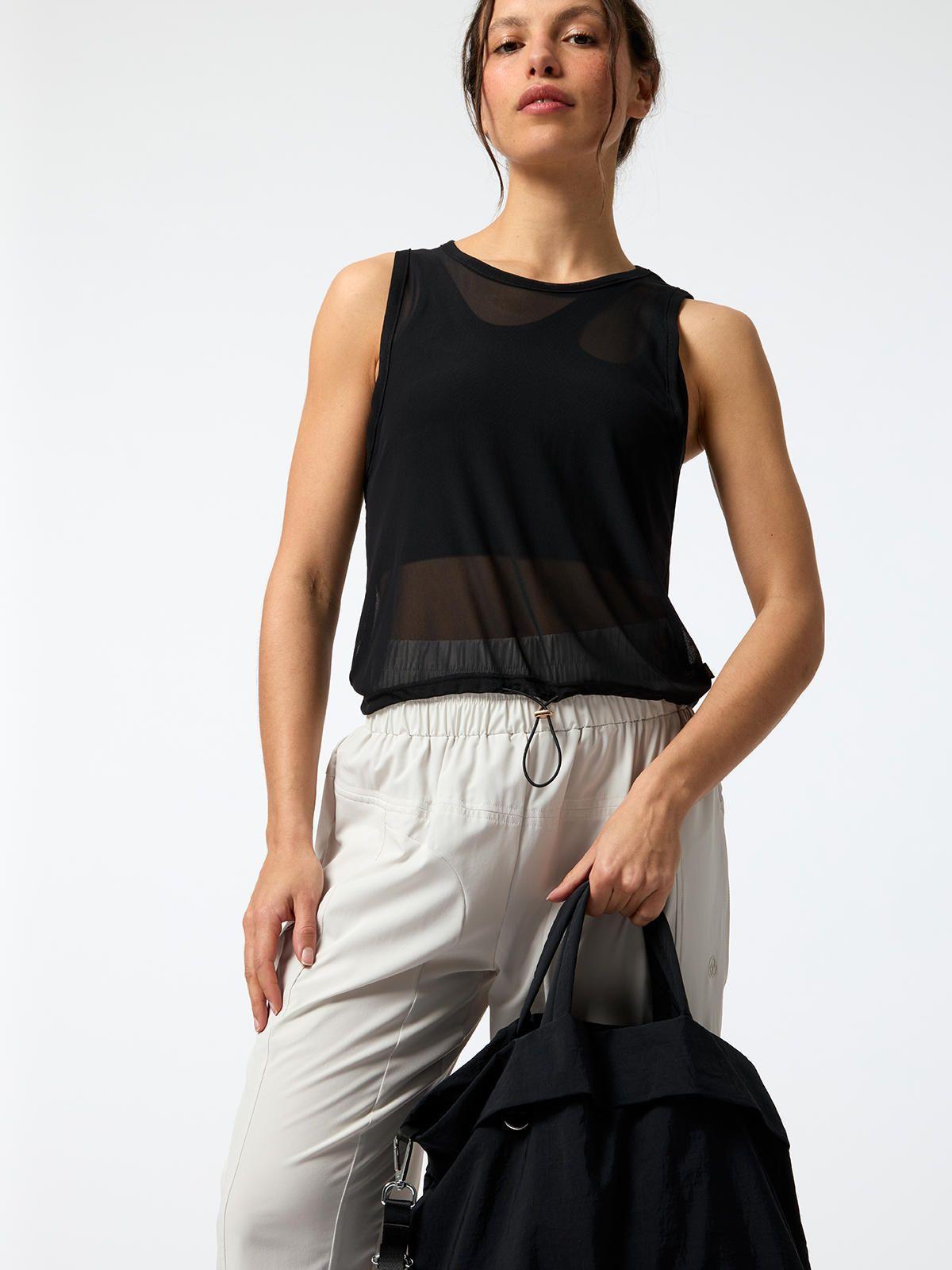 Polera Tank Crop Mesh Rec Negra Mujer-3