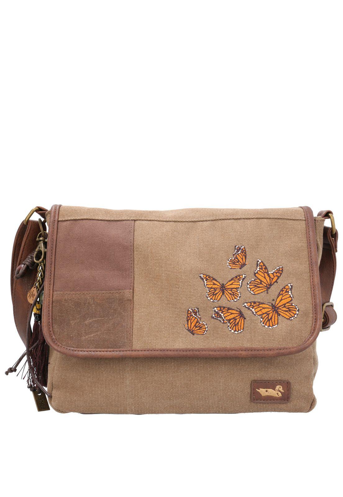 Cartera Textil Mujer Butterfly Cross Café-0