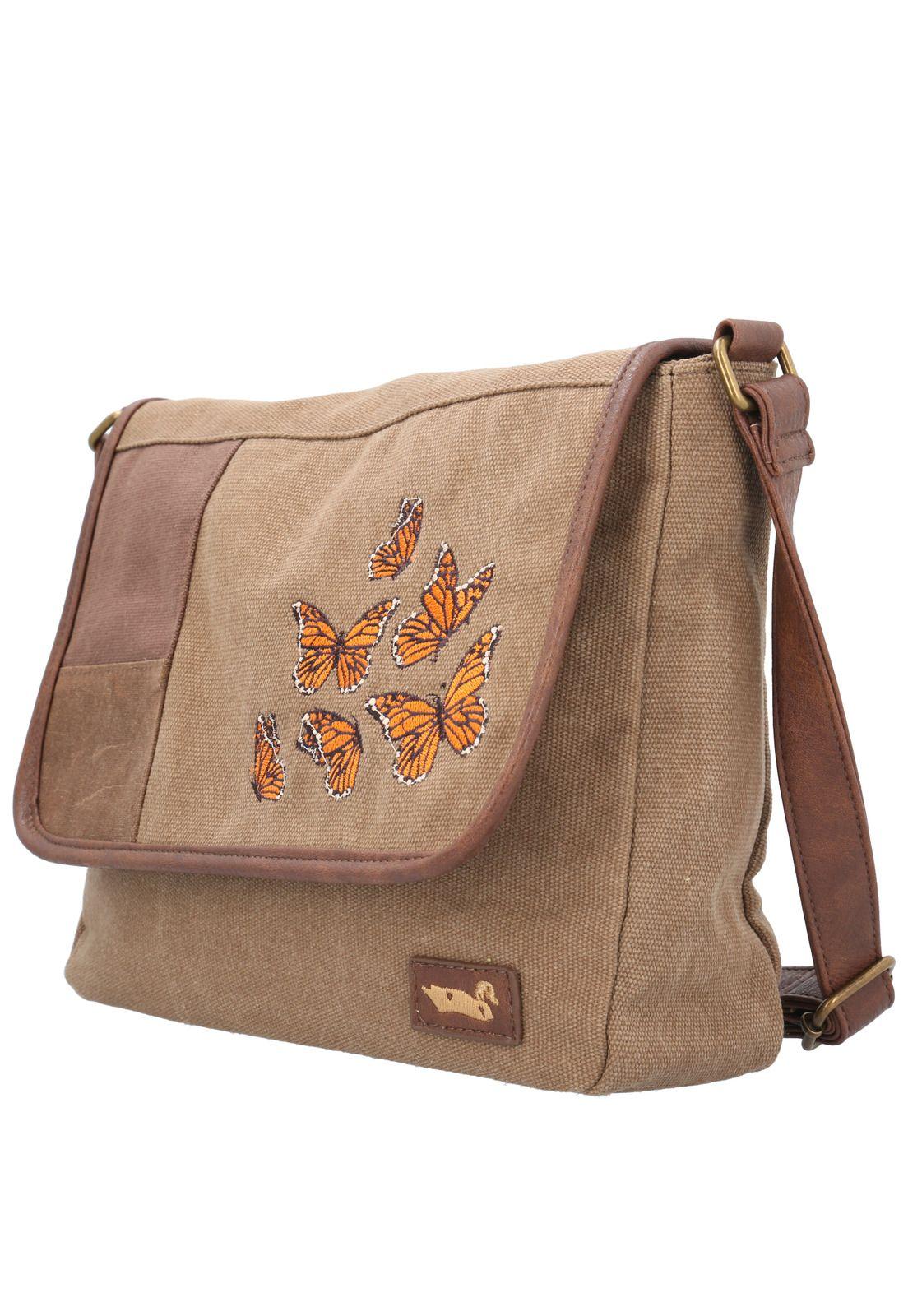 Cartera Textil Mujer Butterfly Cross Café-1