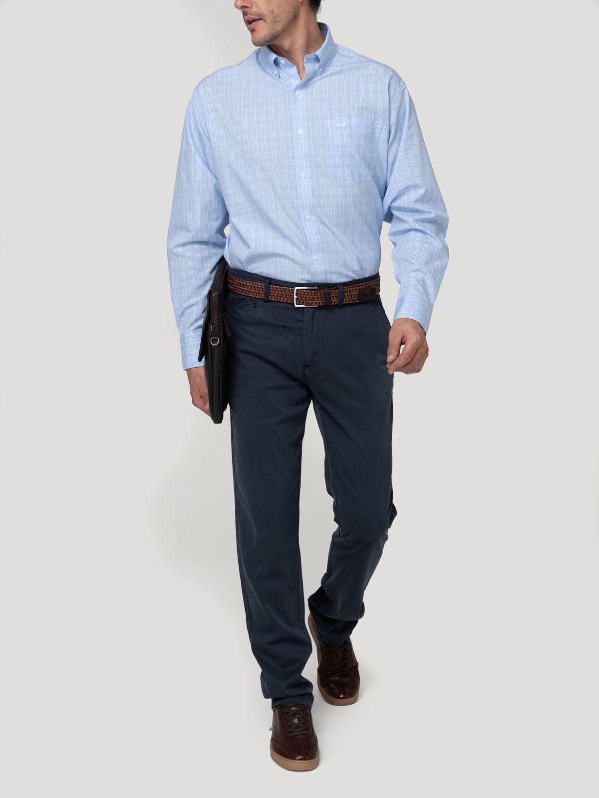 Camisa Cuello Button-Down Hombre Wf Pb Azul-9
